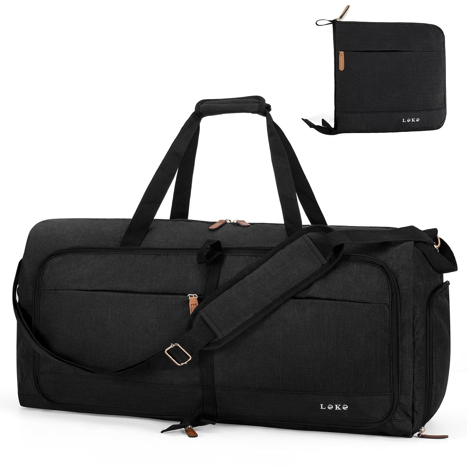 60L Foldable Travel Duffle Bag for Women - Large Weekend Carry-On, Shoes Compart1