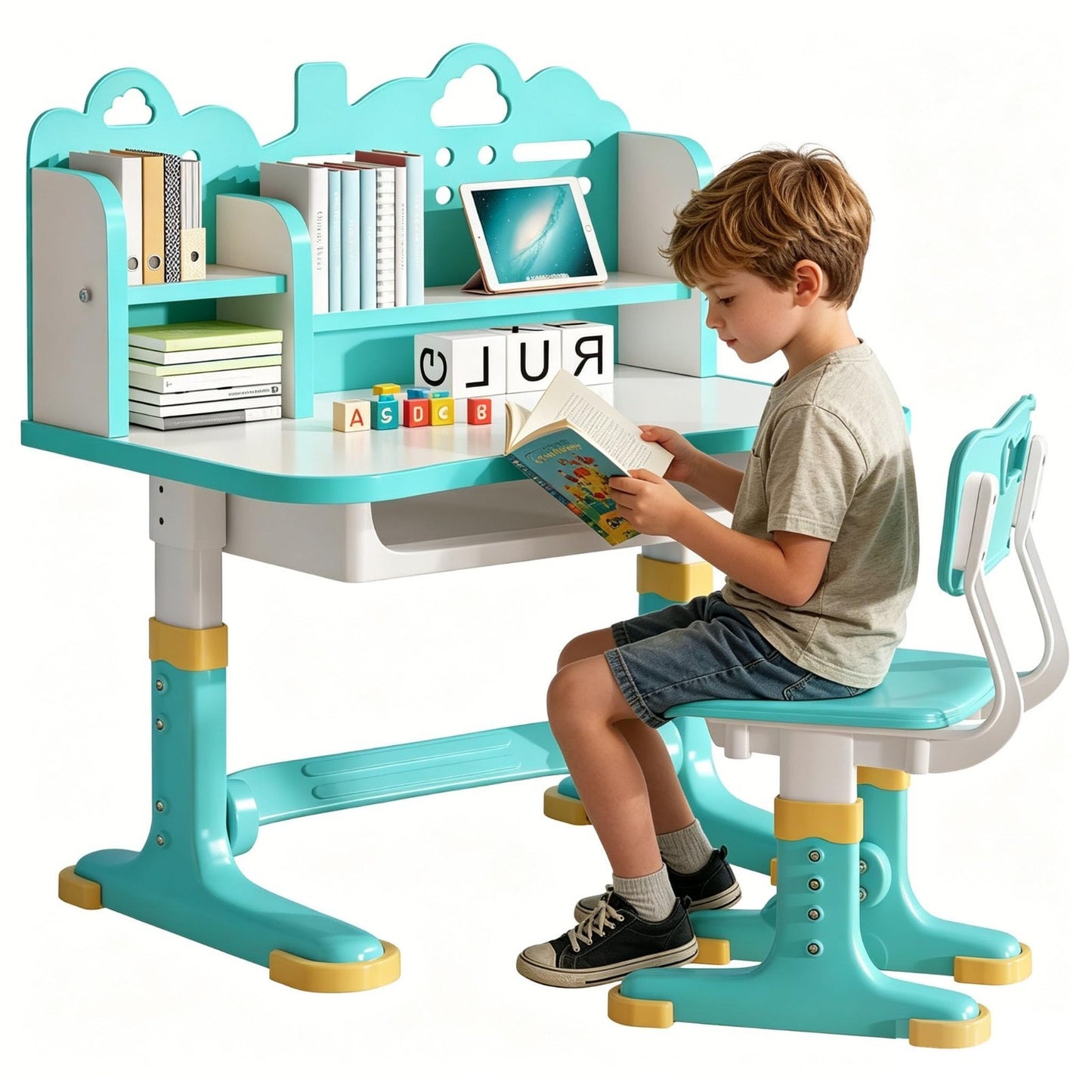 Height Adjustable Kids Study Desk & Chair Set for Ages 3 12   Learning Furniture1