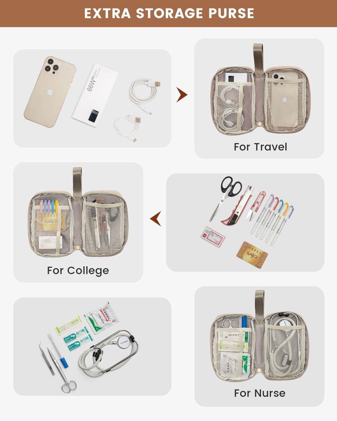 Large Capacity 17.3" Laptop Backpack for Women, Waterproof Travel Bag with USB P6