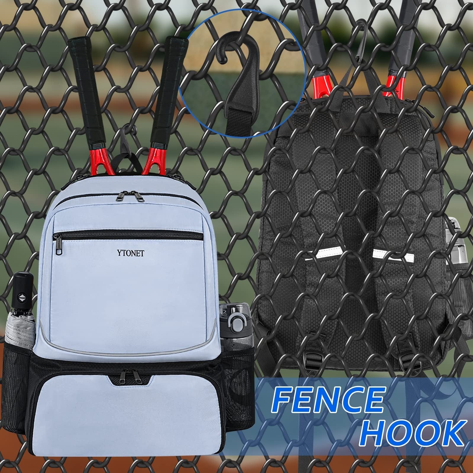 Insulated Tennis Backpack for 2 Rackets, Ventilated Shoe Compartment, Unisex5