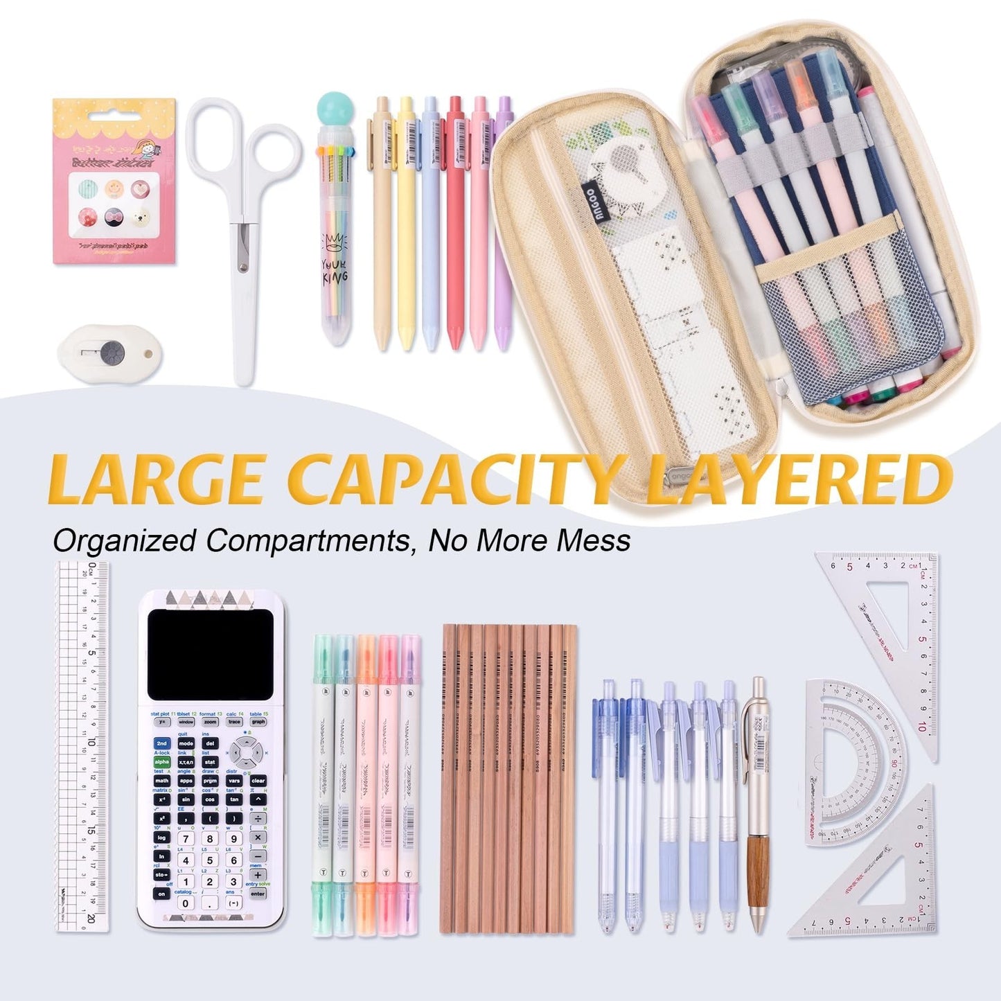 Large Capacity Pencil Case   Big Storage Organizer for Office, College & School4