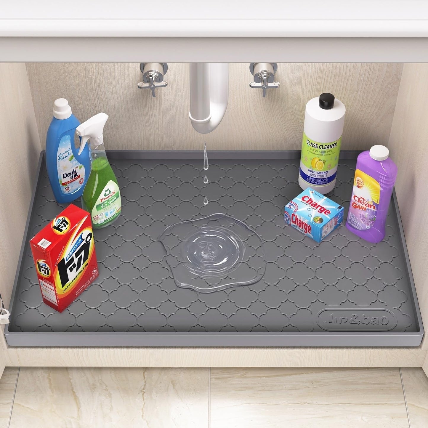 Waterproof Silicone Under Sink Mat 34"x22" | Kitchen Cabinet Liner, Anti Slip, E3