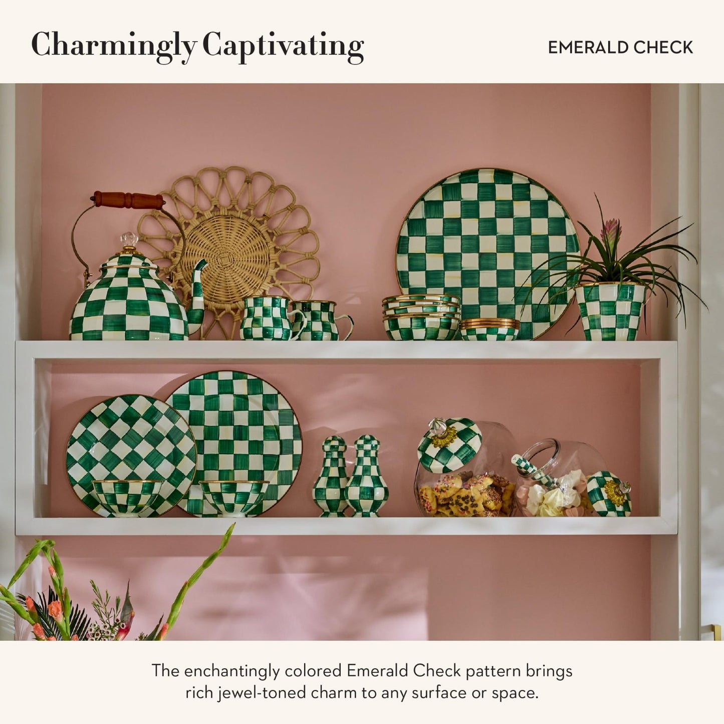 Stylish Enamel Napkin Holder for Kitchen, Table & Countertop - Green & White Che3