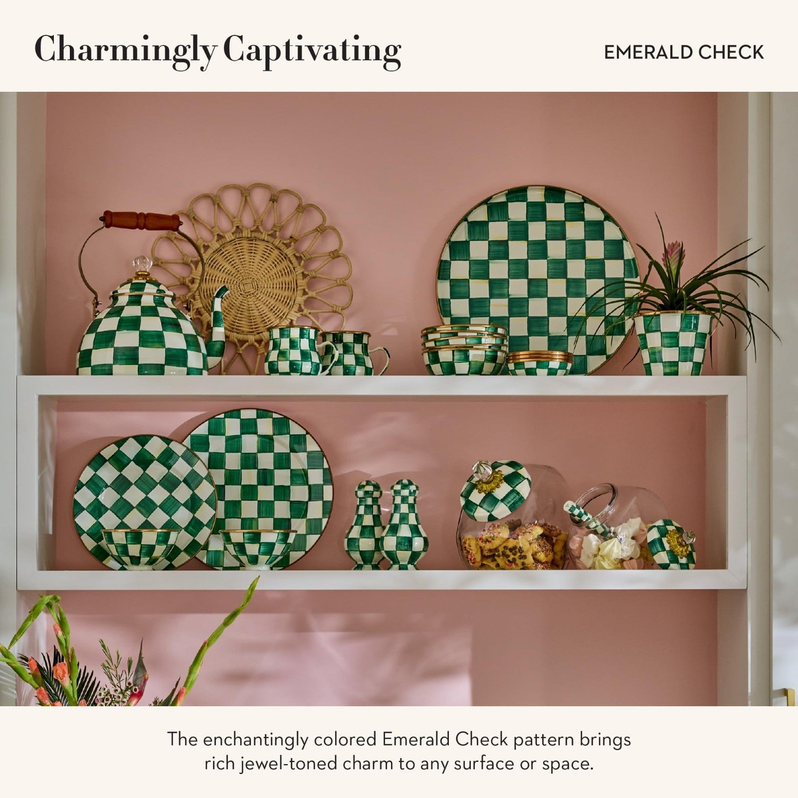 Stylish Enamel Napkin Holder for Kitchen, Table & Countertop - Green & White Che3
