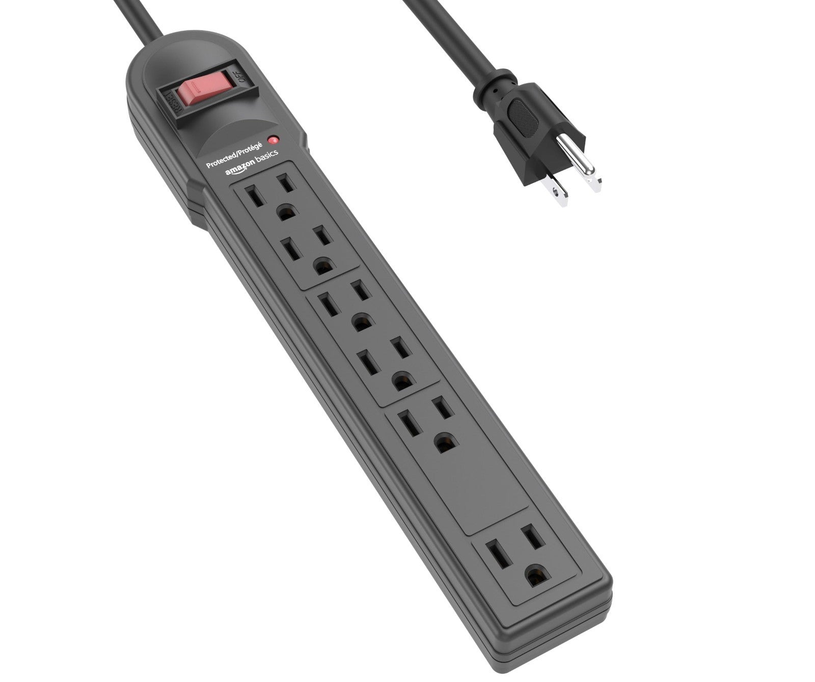6 Outlet Surge Protector Power Strip, 790 Joules, Circuit Breaker, 6ft Cord, LED1