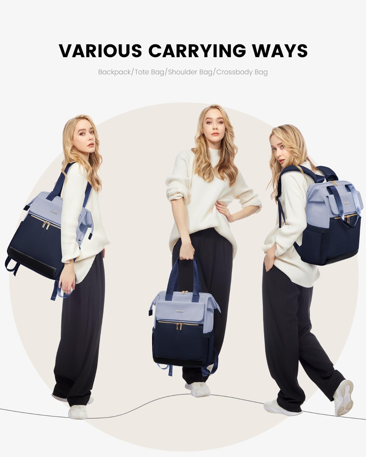 Stylish 15.6" Laptop Backpack for Women, USB Port, Waterproof Travel Bag, Organi5