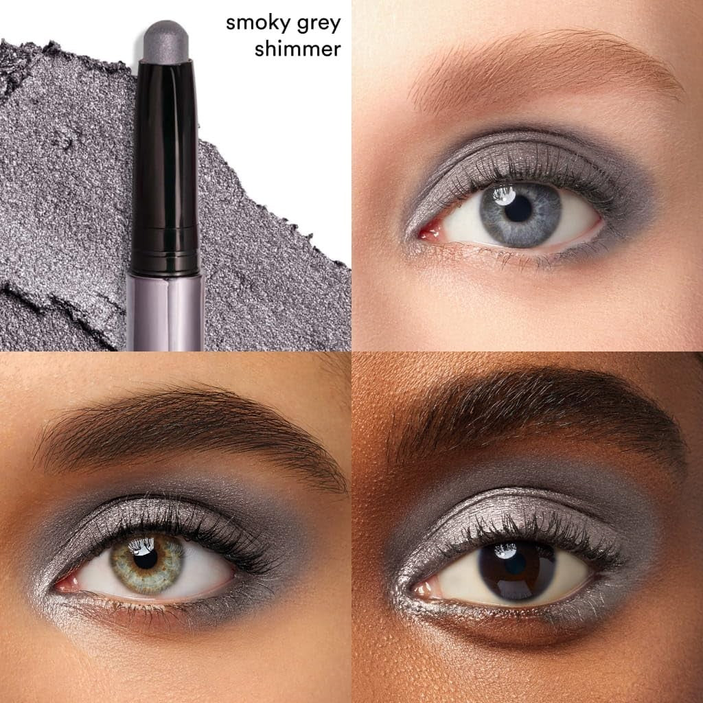 Crème-to-Powder Eyeshadow Stick - Smoky Grey Shimmer, Long-lasting & Easy Apply2