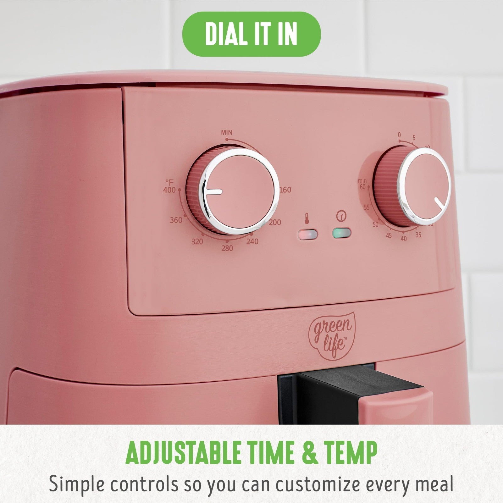 4.5QT Air Fryer with Mechanical Dial, PFAS Free Ceramic Nonstick, Adjustable Tem4