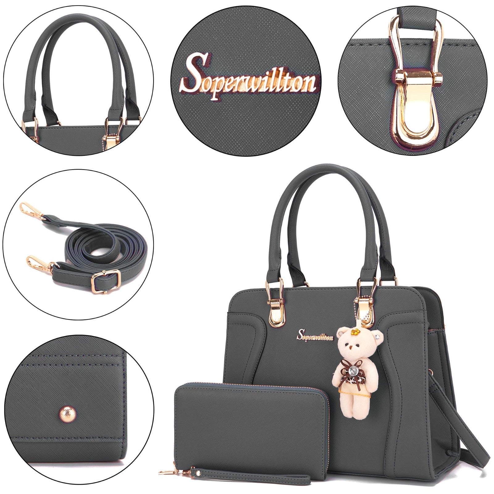 Stylish Women's 3-Piece Handbag Set - Shoulder Bag, Satchel & Wallet - Fashion P3