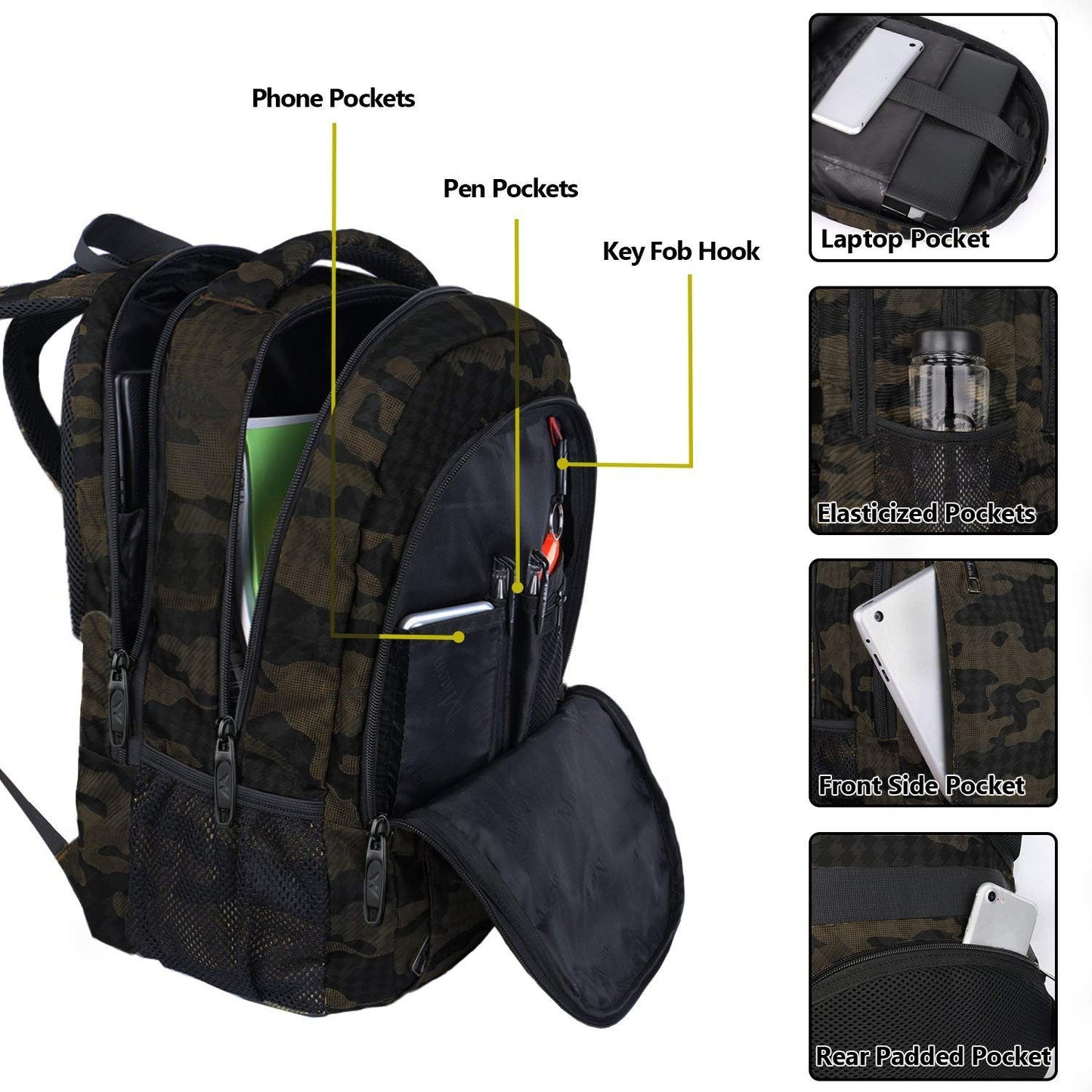 15.6" Laptop Backpack, Business Daypack for Work & College, Travel Friendly2