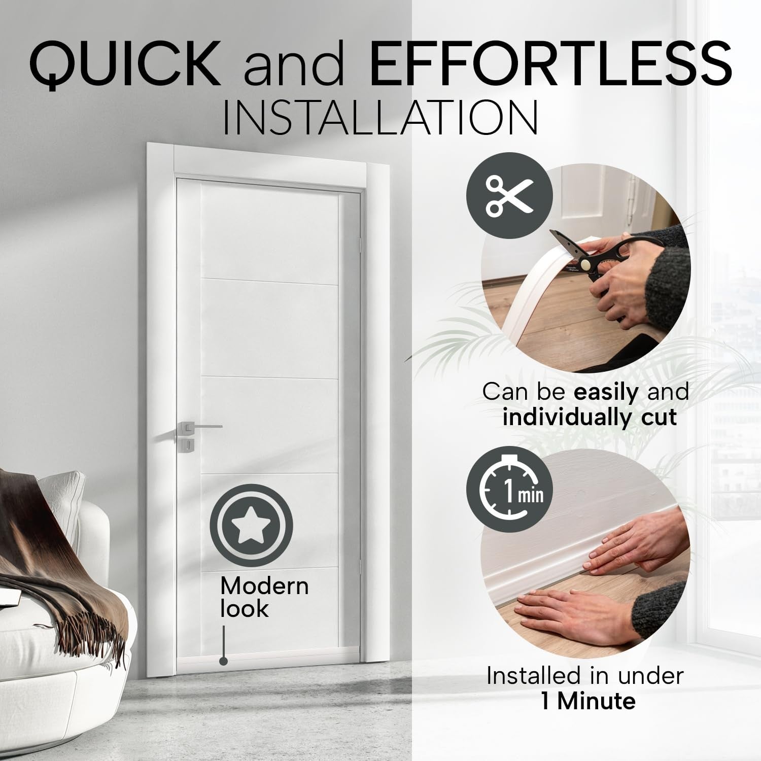 Premium Door Draft Stopper   Energy Saving Weather Stripping Seal for Bottom of4