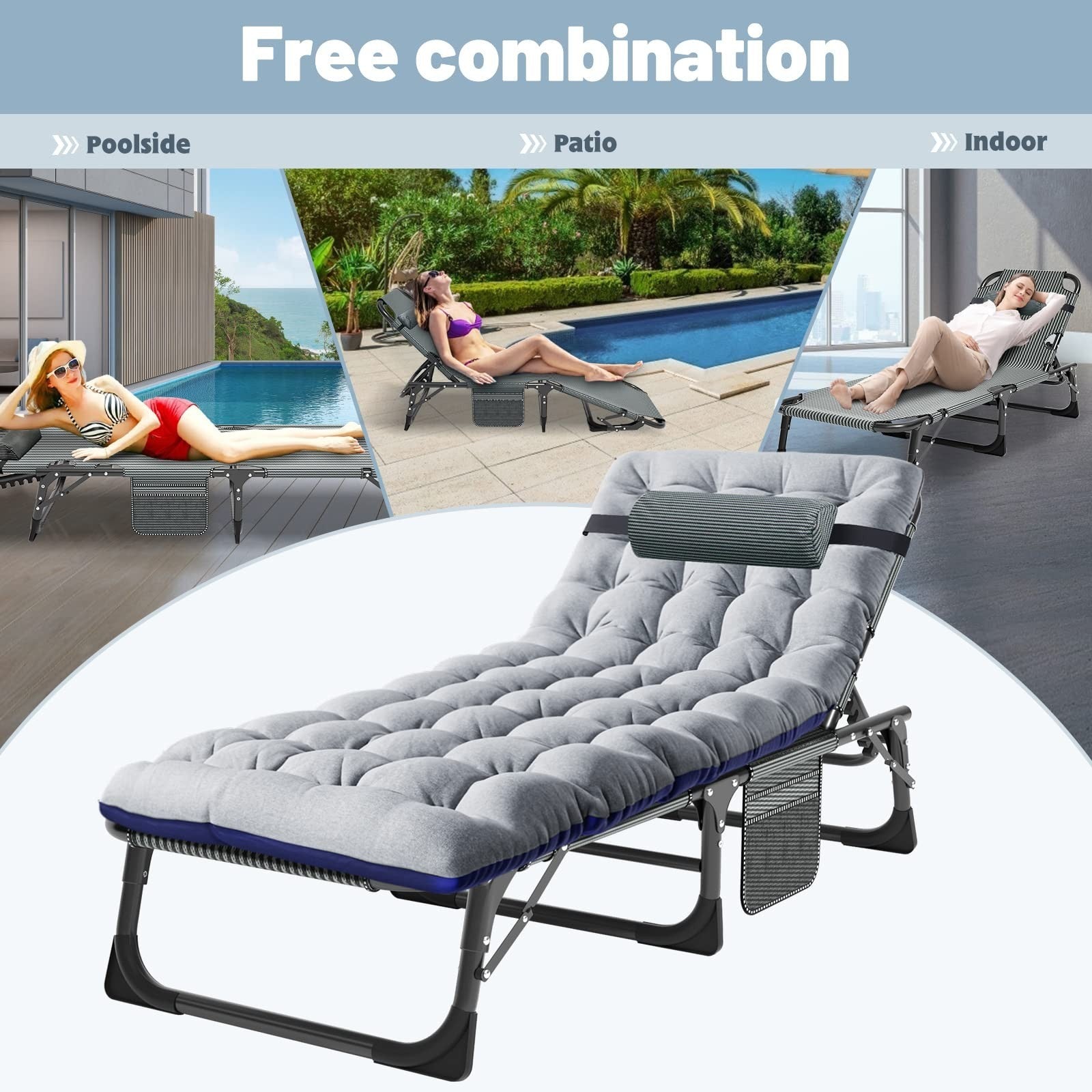 Folding Camping Cot for Adults   5 Position Adjustable Backrest & Padded Cushion7