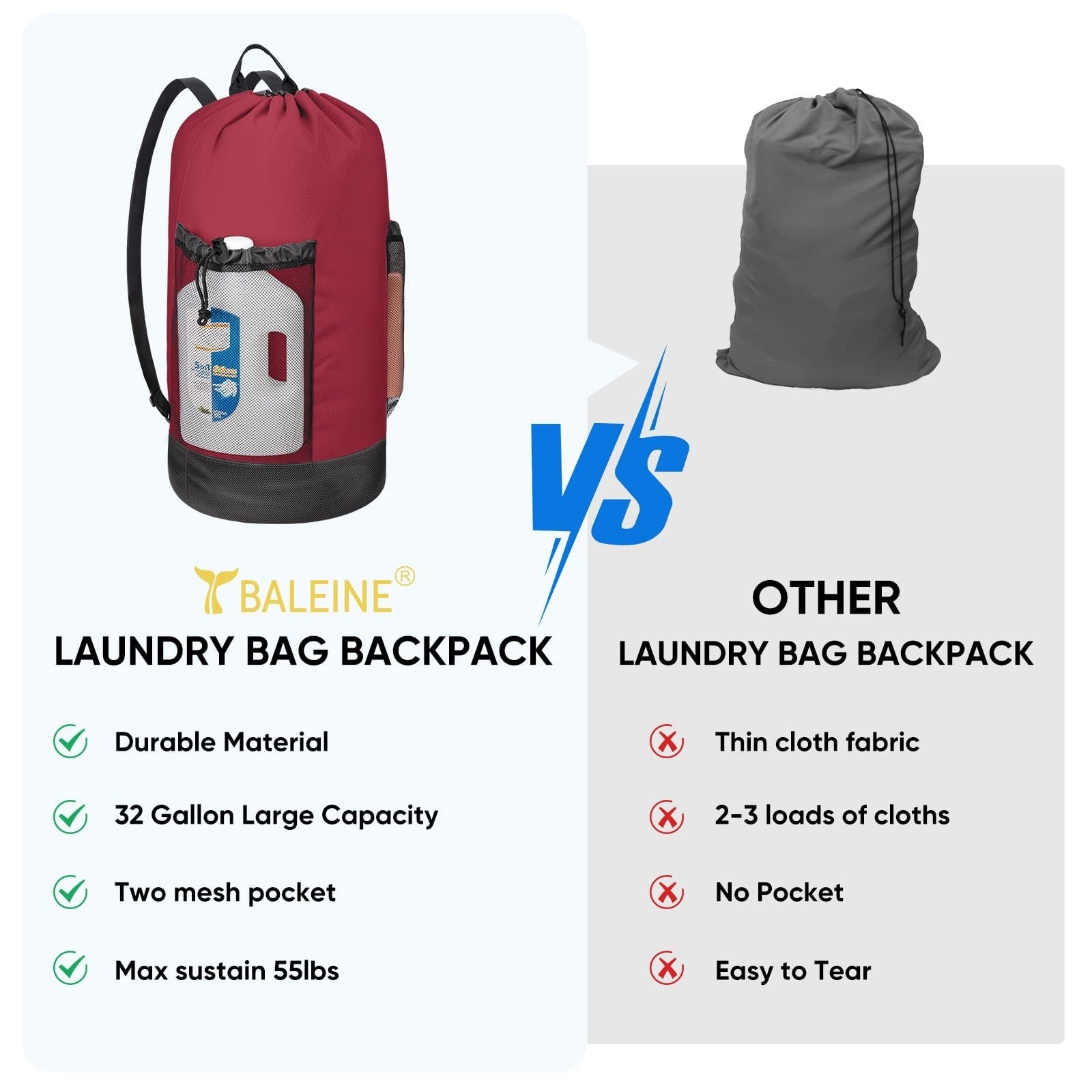 Optimized eBay Title:  "120L Large Laundry Backpack Bag - Durable 900D Oxford F4
