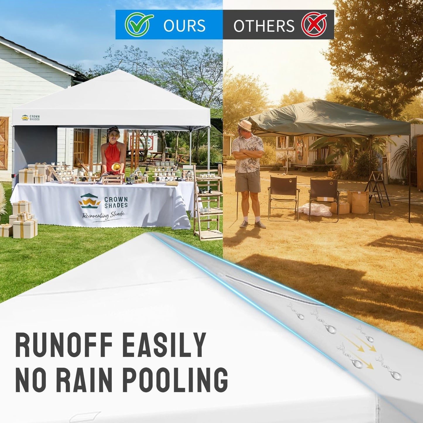 8x8 Pop Up Canopy Tent with Side Wall   Easy Setup Outdoor Shelter, Beach Gazebo5