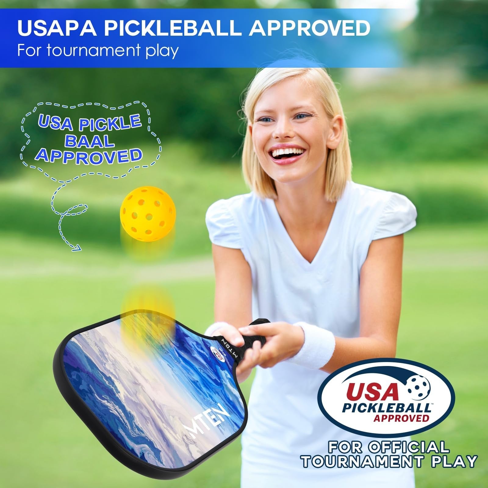 Pickleball Paddle Set of 2/4/1 - USAPA Approved Fiberglass Rackets, Lightweight2
