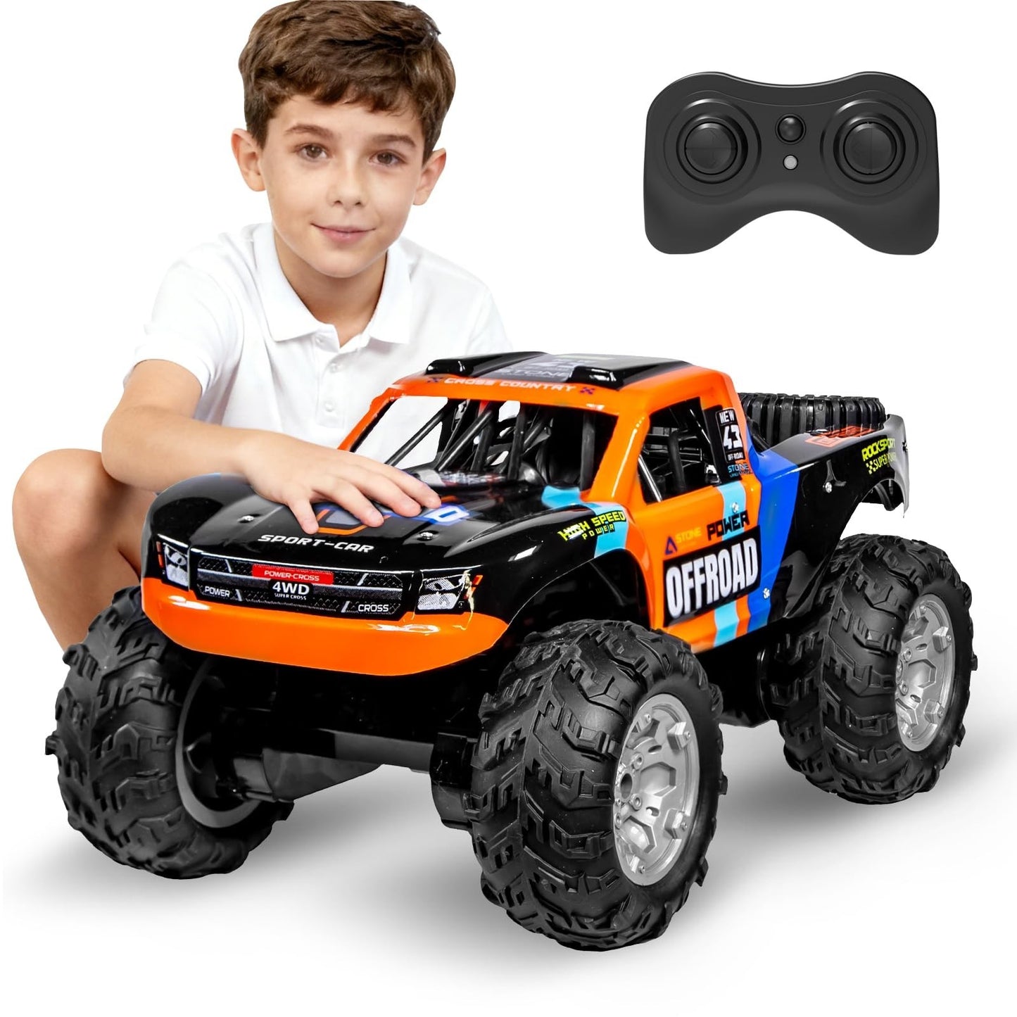 Amphibious Remote Control Car - Waterproof 1:12 RC Monster Truck, 60+ Min Play,0