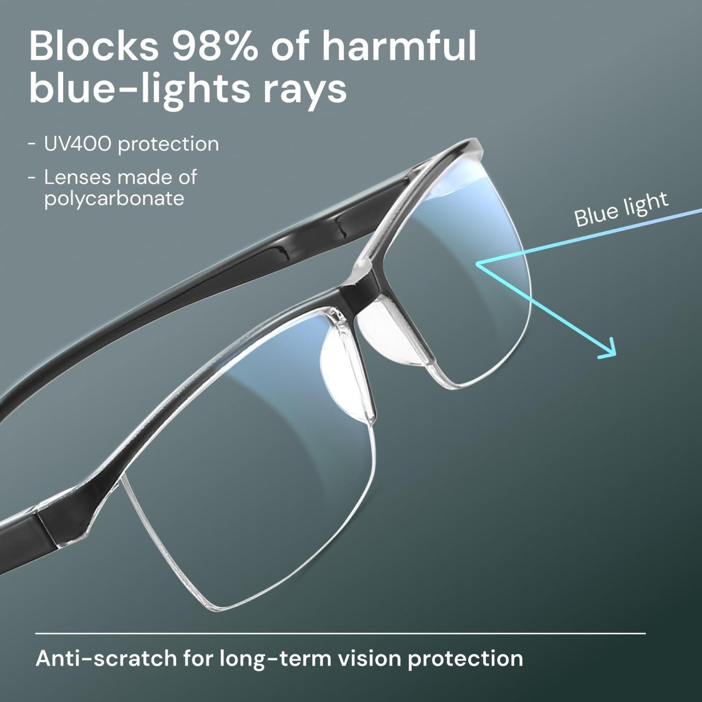 Durable Blue Light Filtering Reading Glasses for Men - Comfortable TR90 Frames4