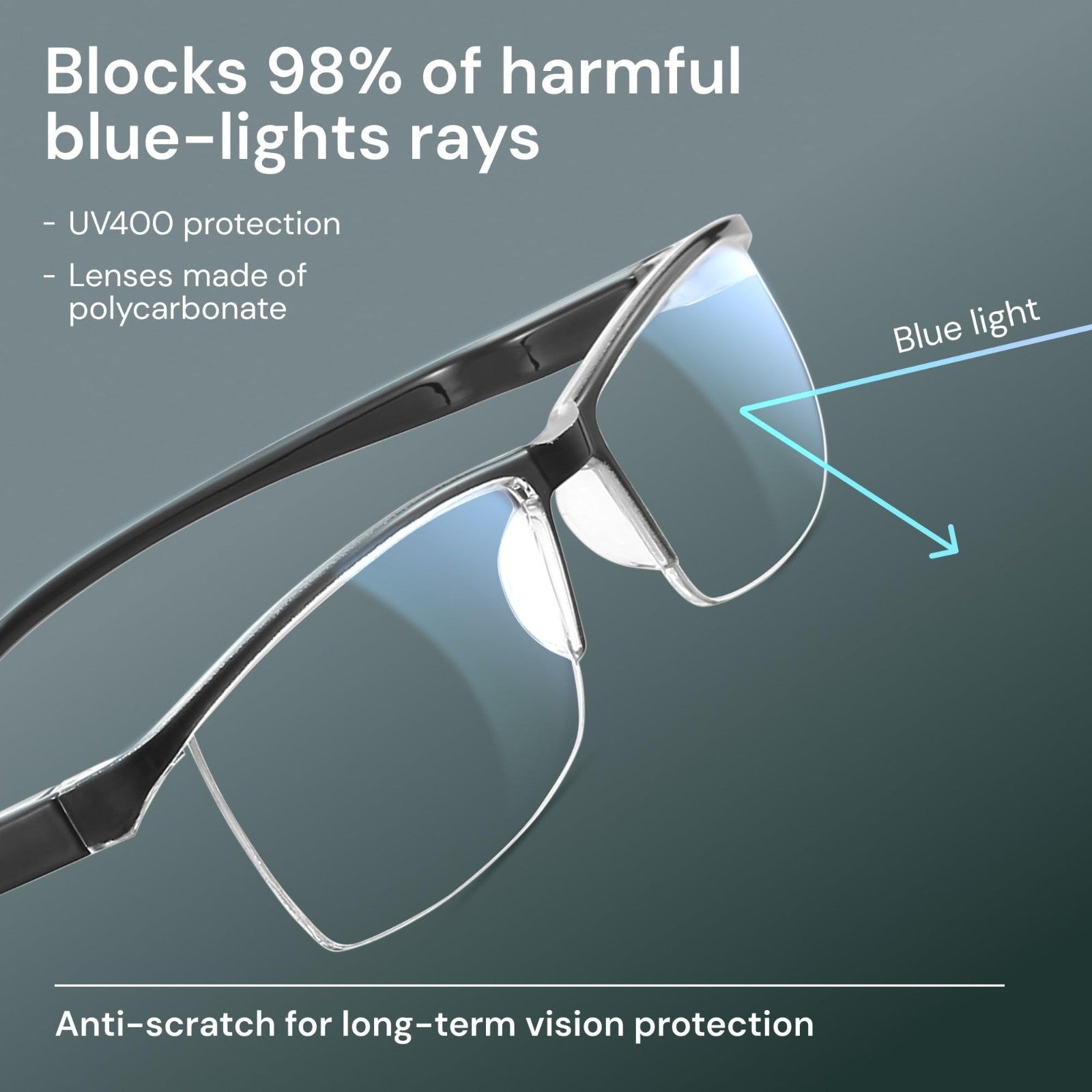 Durable Blue Light Filtering Reading Glasses for Men - Comfortable TR90 Frames4