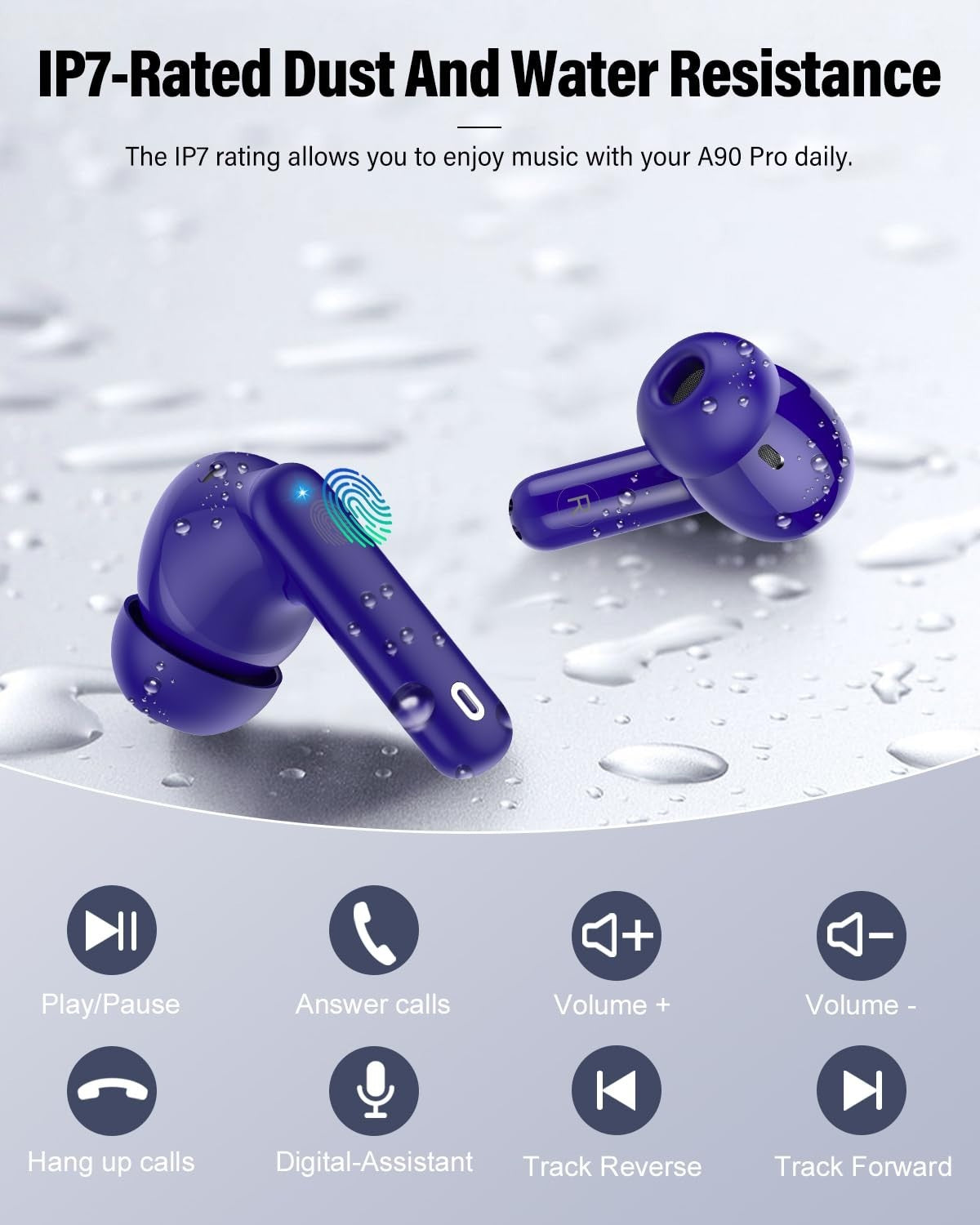 Bluetooth 5.4 Wireless Earbuds, Noise Cancelling, 36H Playtime, IP7 Waterproof,7