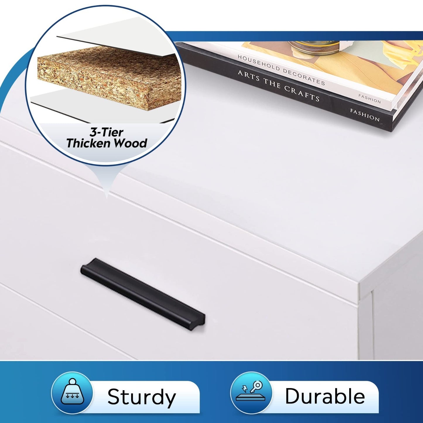 3 Drawer File Cabinet for Home Office   Wood Under Desk Storage, Rolling Printer7