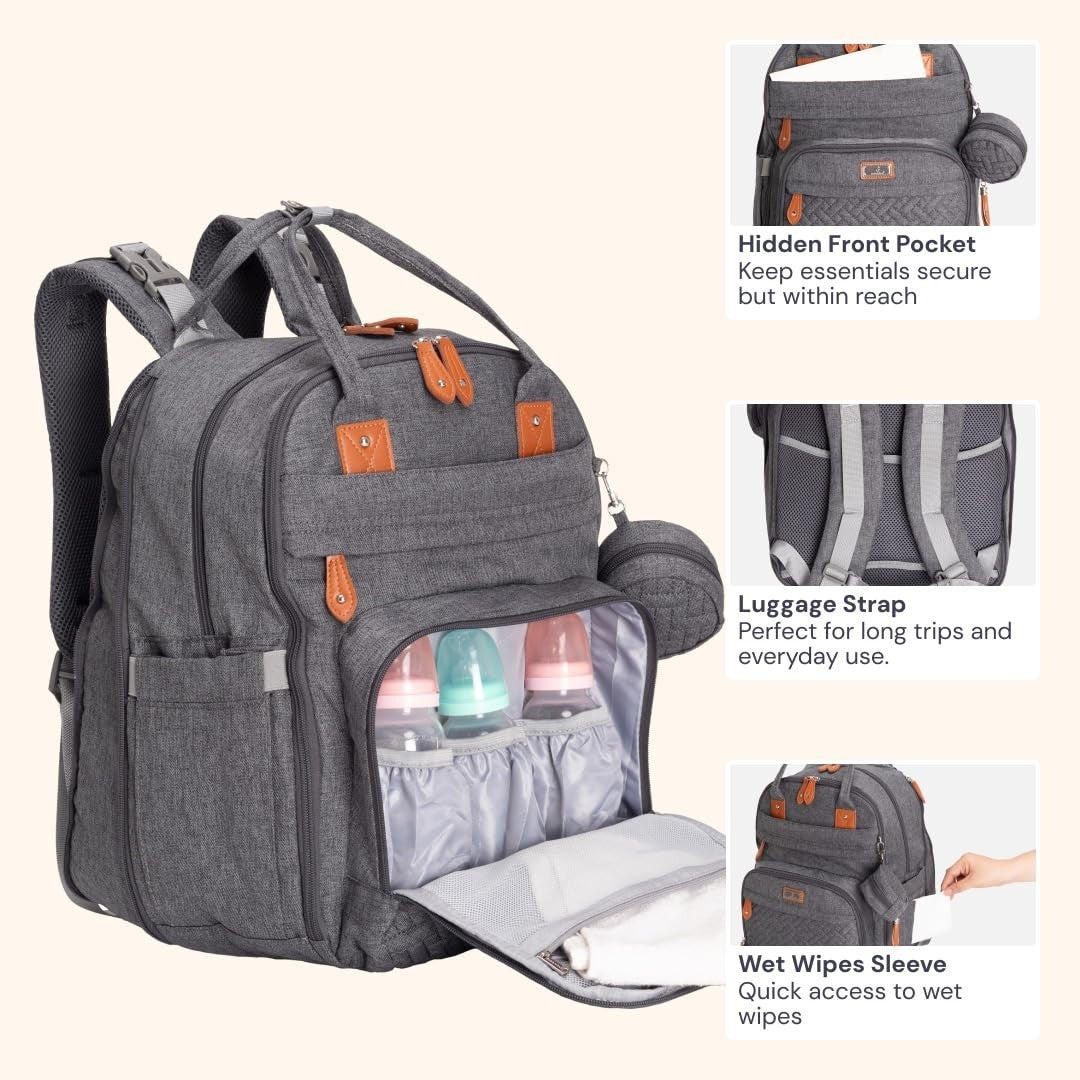 Extra Large Expandable Diaper Bag Backpack   Travel Baby Tote with Changing Pad,5