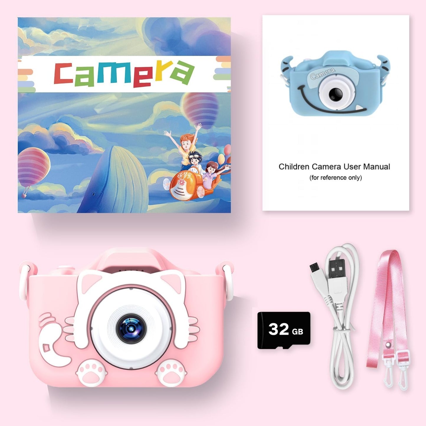 Kids Digital Camera for 3 8 Year Olds, Cartoon Soft Cover, Video Camcorder Toy,6