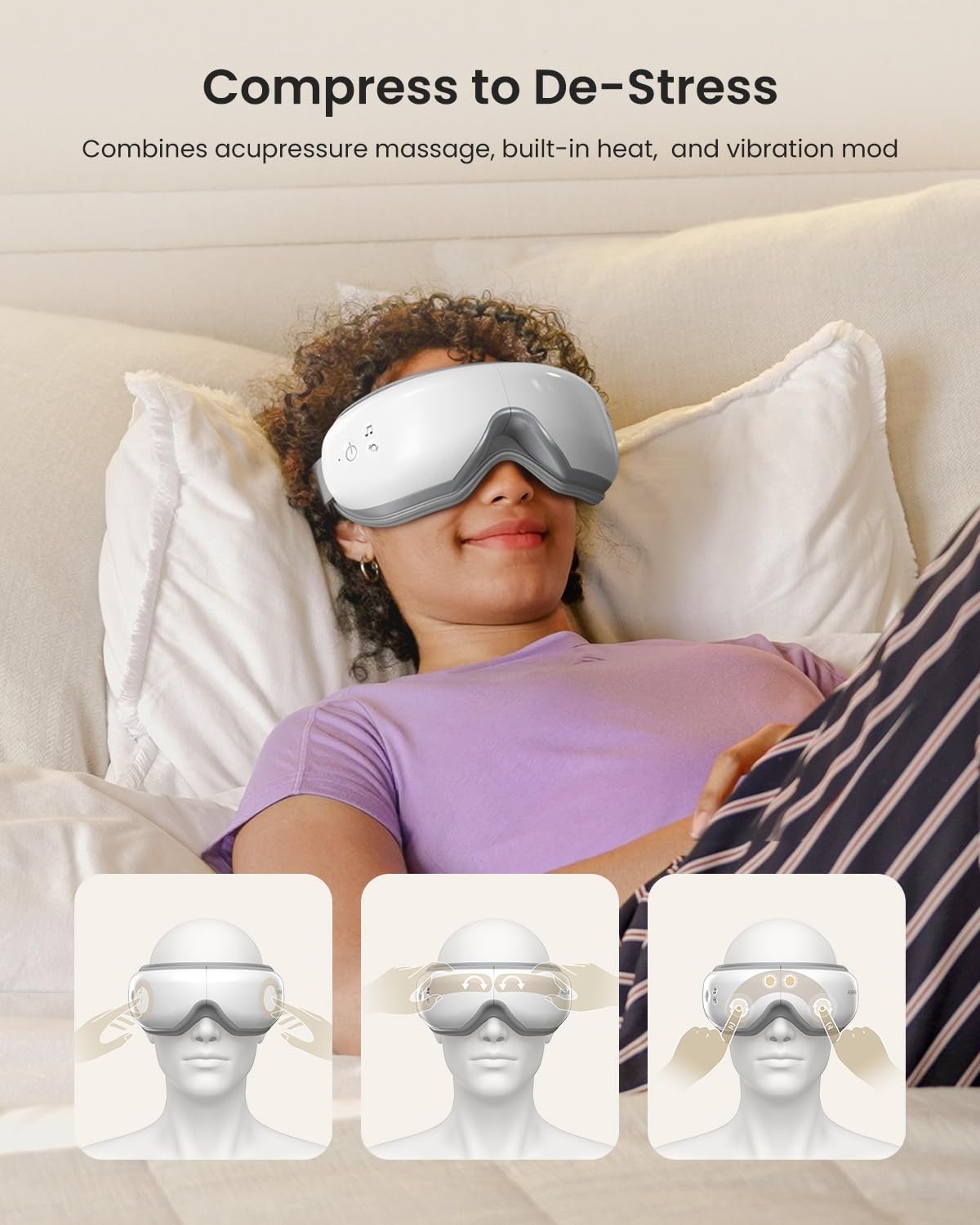 Heated Eye Massager with Voice Control | Vibration Relief for Tension, Strain &3