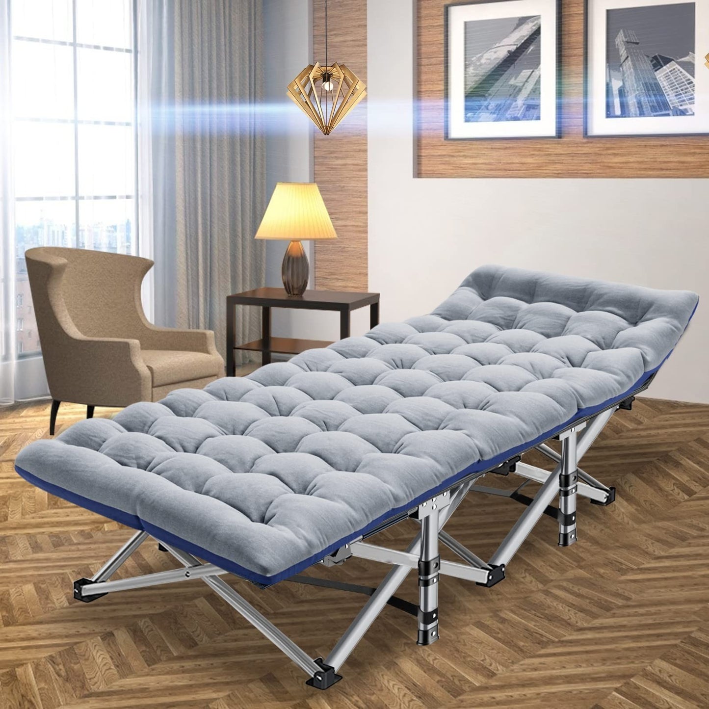 Folding Camping Cot for Adults, 28" Wide Padded Bed, 880 lbs Capacity, Carry Bag2