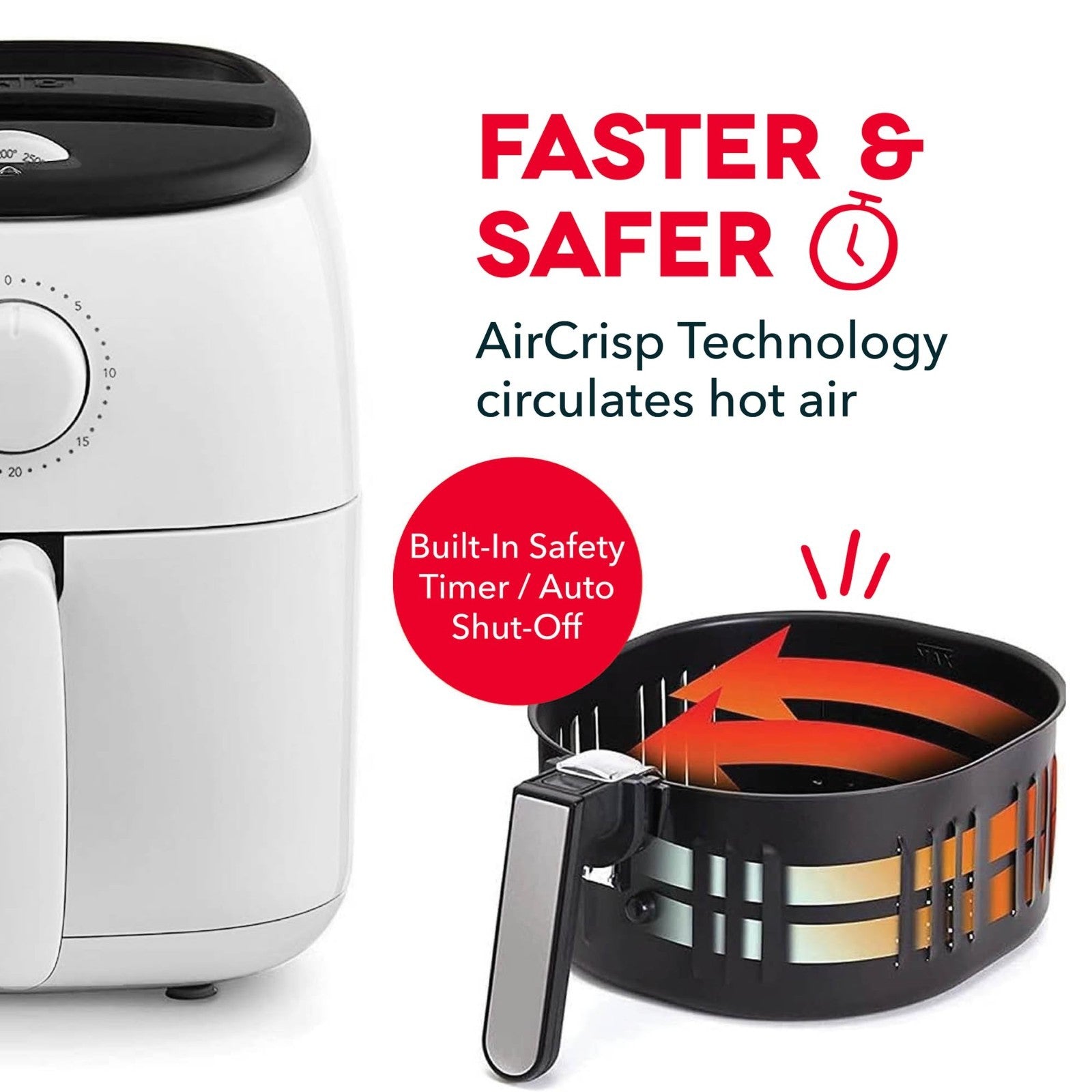 Compact Air Fryer with Adjustable Temperature - Nonstick Basket, 2.6 Quart, Auto7