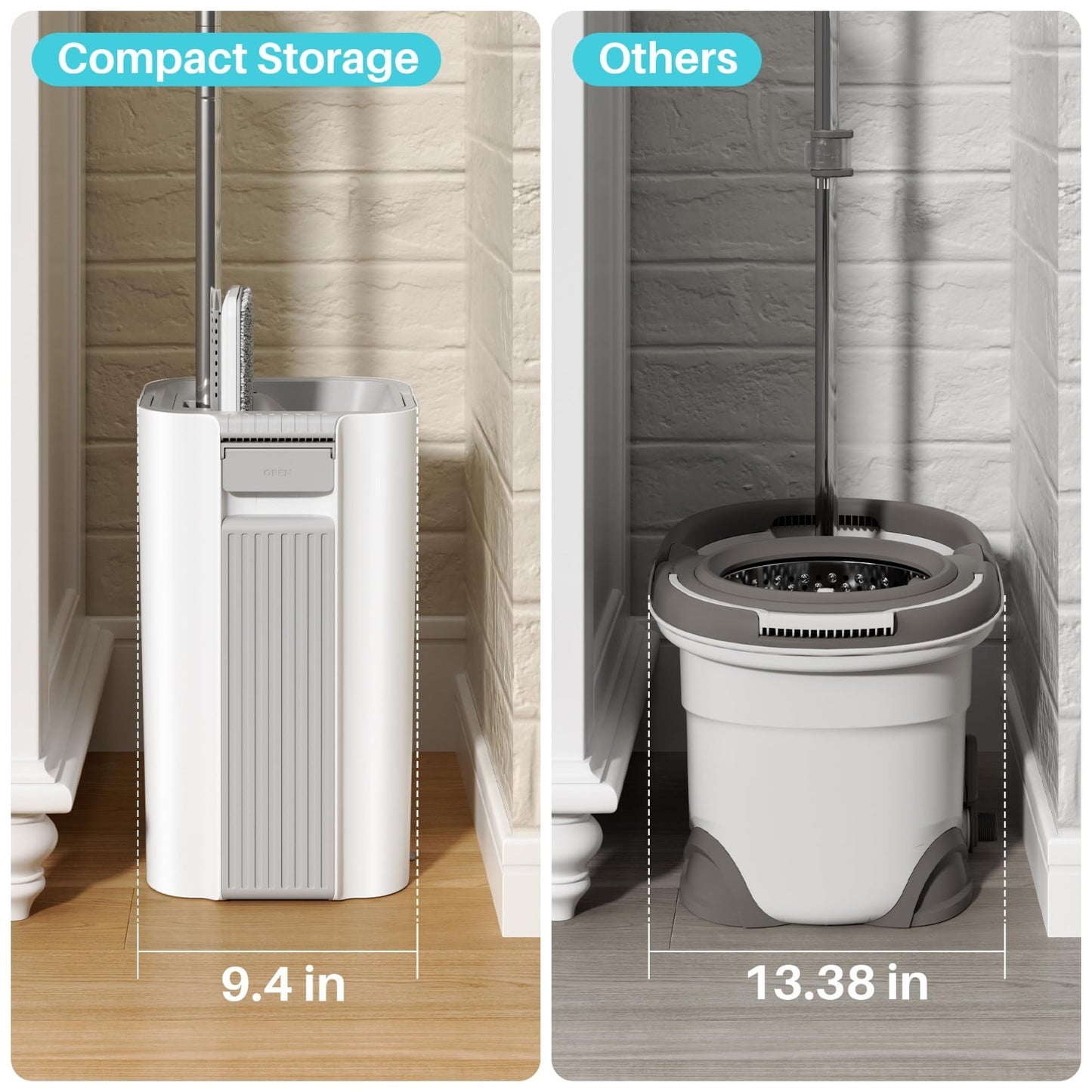 Large Capacity 8L Mop System with Extension Handle - Ideal for Floors, Windows &8