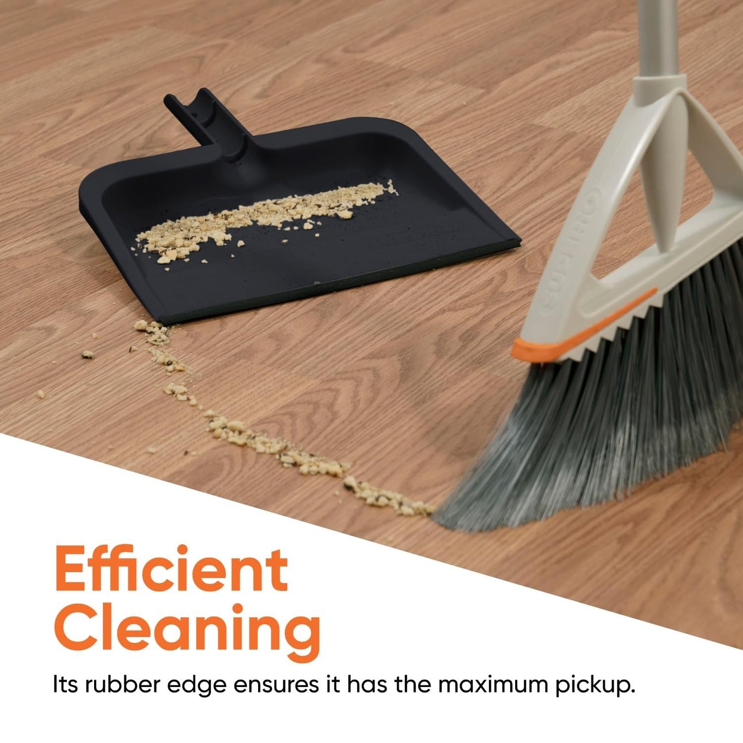Durable Clip-On Dustpan with Rubber Lip - 10" Wide Plastic, Comfort Grip Handle,6
