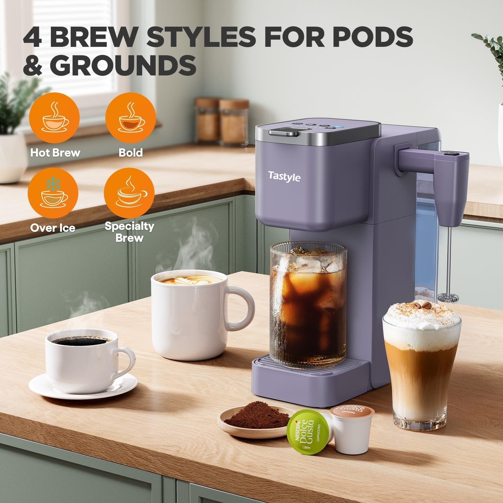 Single Serve Coffee Maker with Milk Frother, 40oz Tank, 6 Brew Sizes, BPA Free4