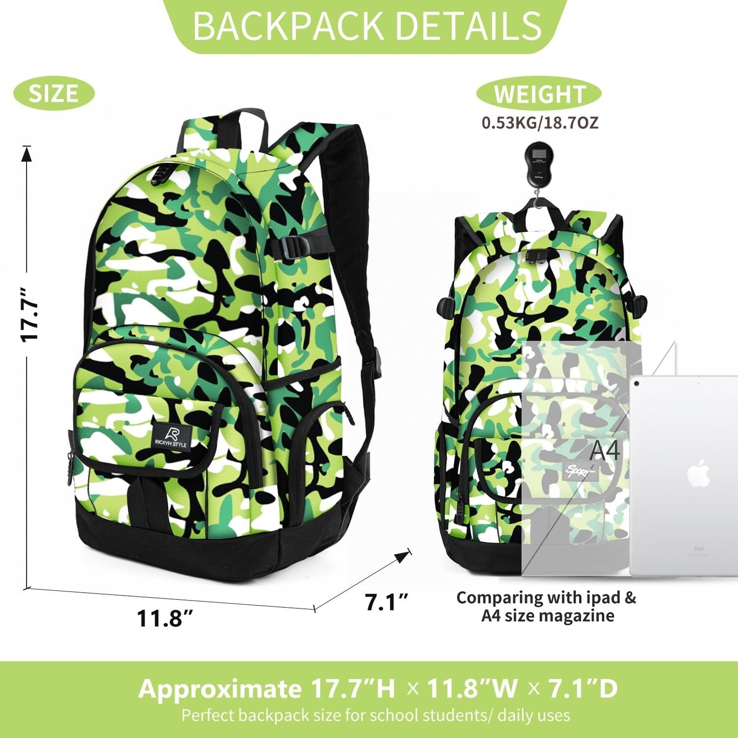 Lightweight School Backpack Travel Bag for Men & Women   College & Daily Use5