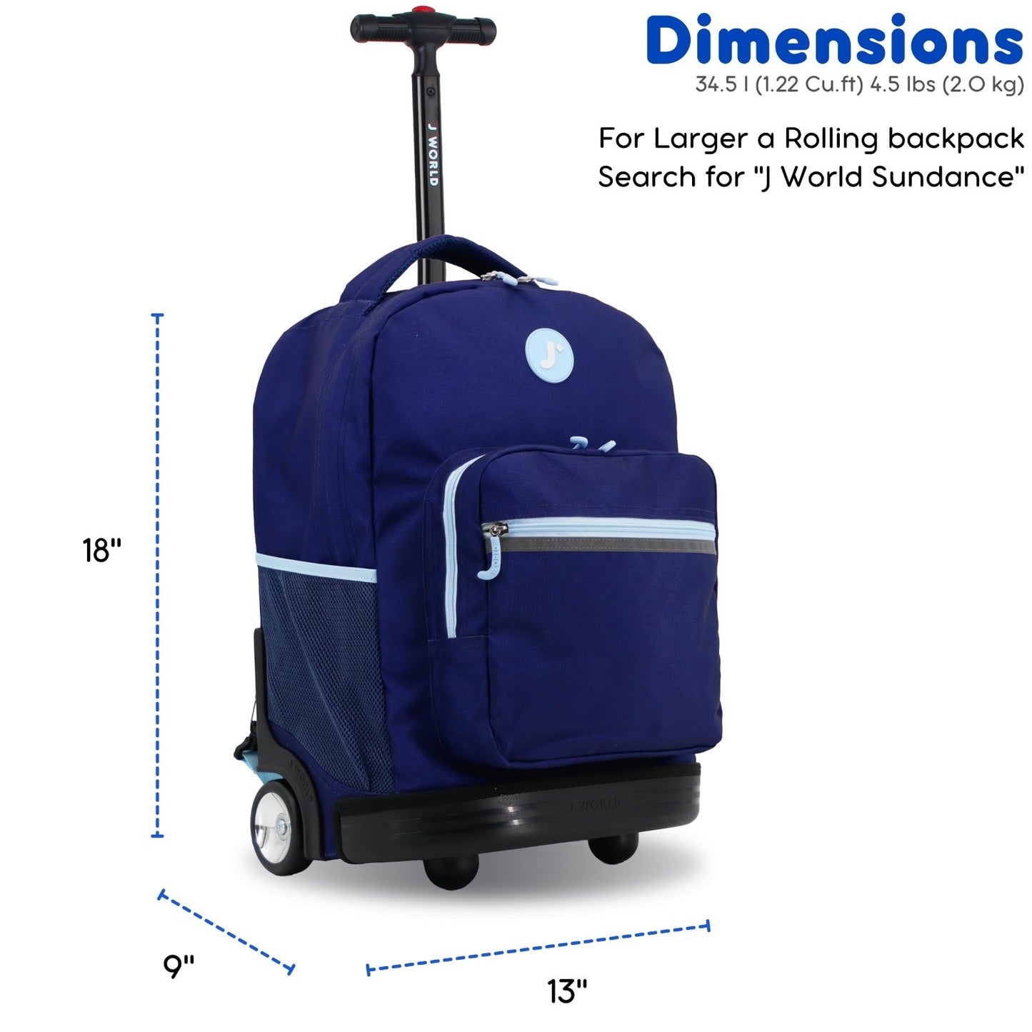 Kids Rolling Backpack with Wheels, School Roller Bookbag for Girls & Boys, Navy6