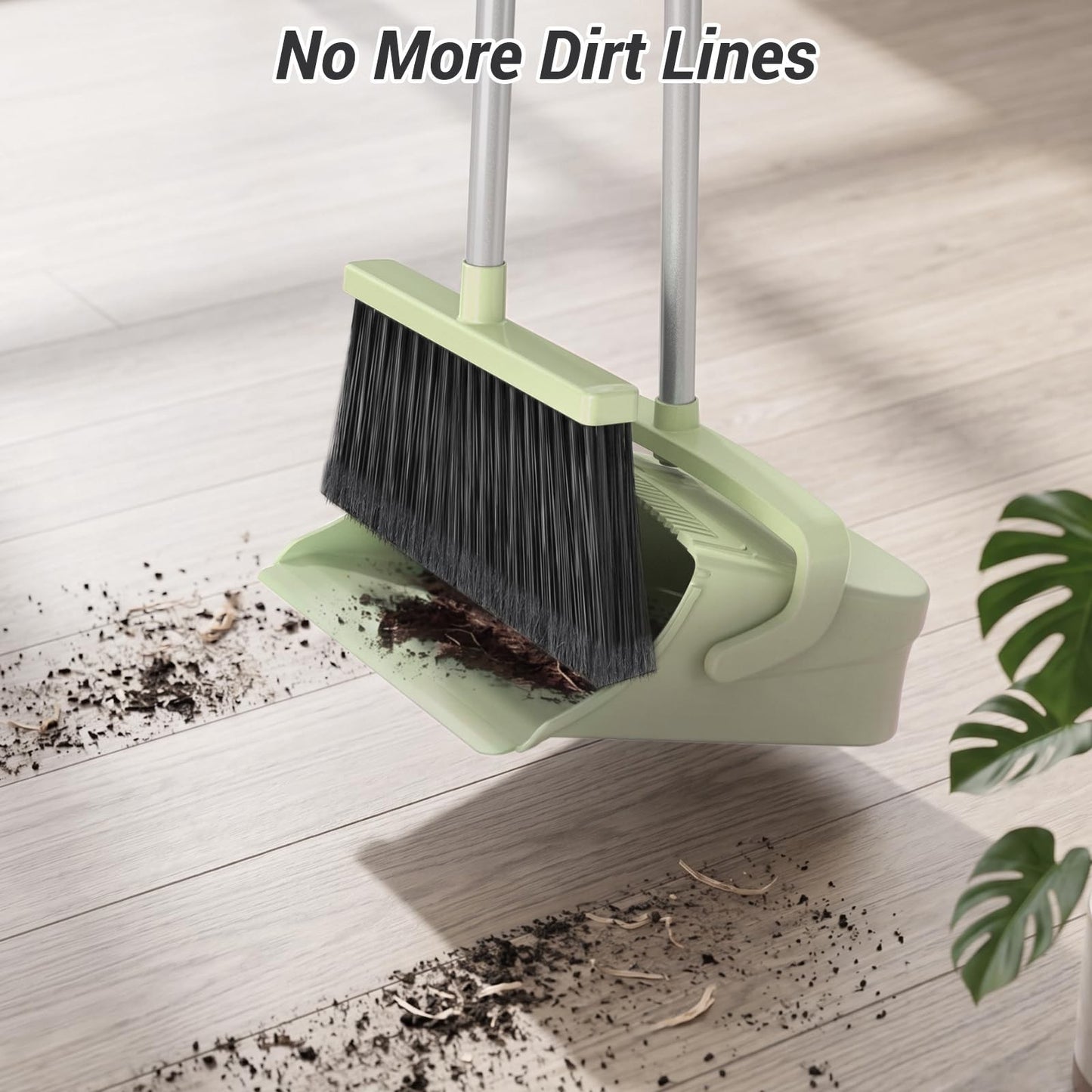 Pet Hair & Dust Broom with Dustpan Set - Long Handle Self-Cleaning for Home, Off3