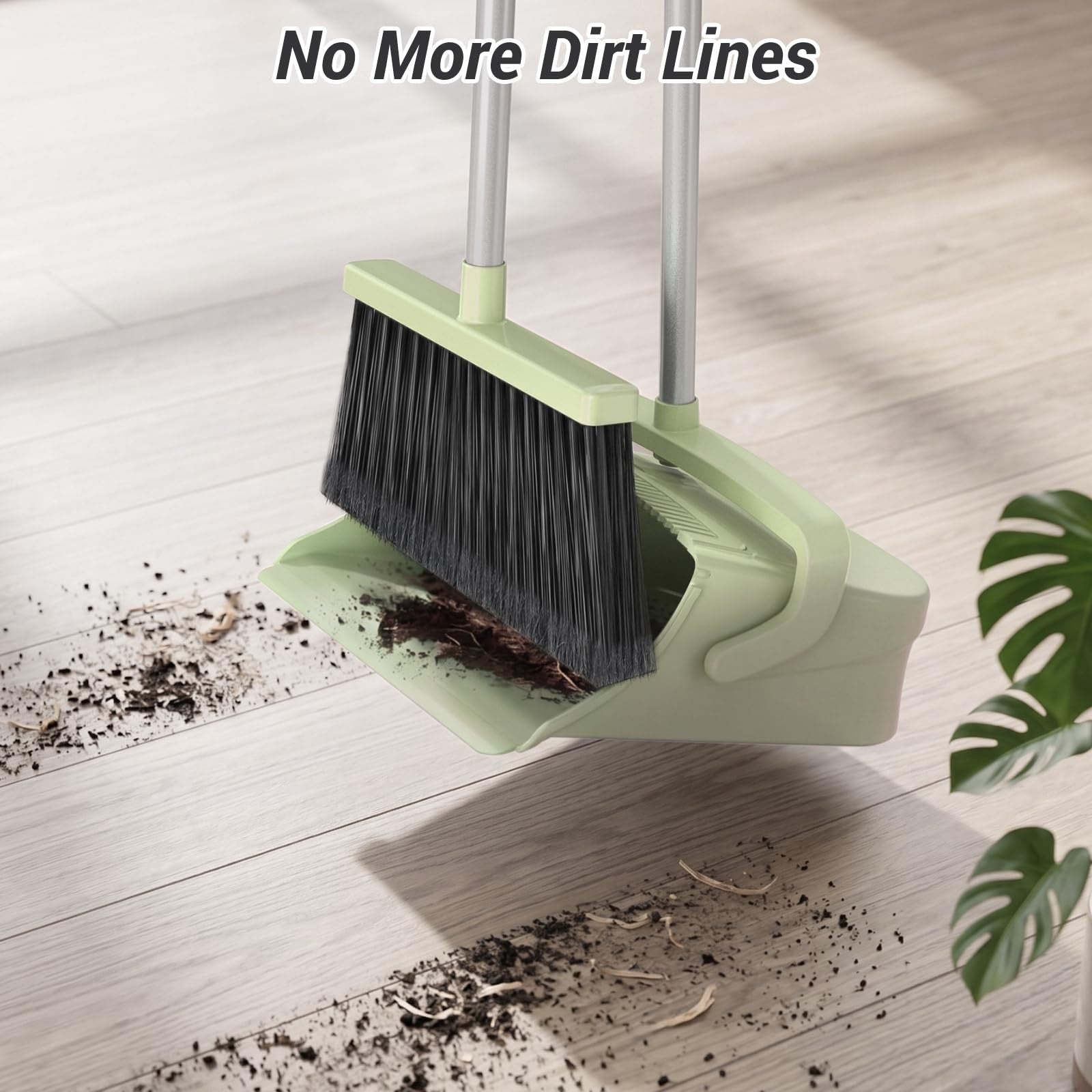 Pet Hair & Dust Broom with Dustpan Set - Long Handle Self-Cleaning for Home, Off3