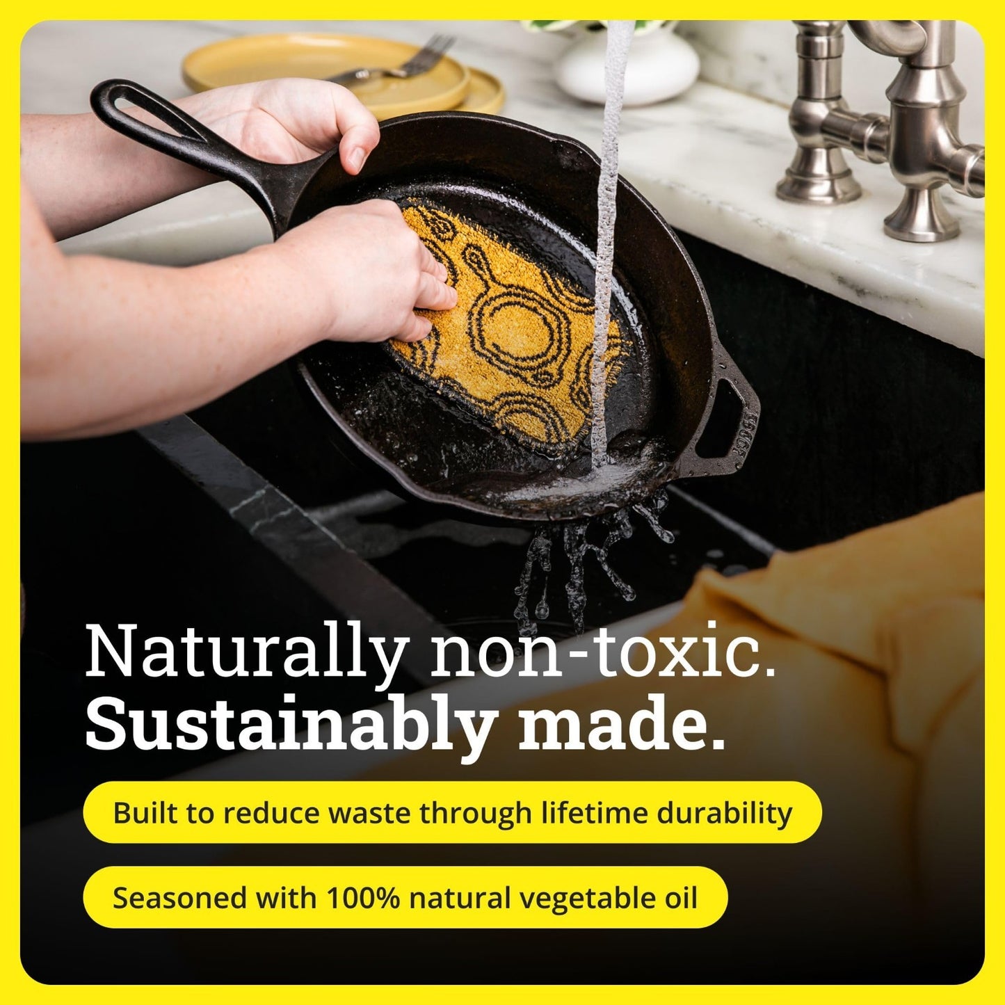 10.25" Seasoned Cast Iron Skillet - PFAS-Free Non-Toxic Cookware, Oven & Grill S8