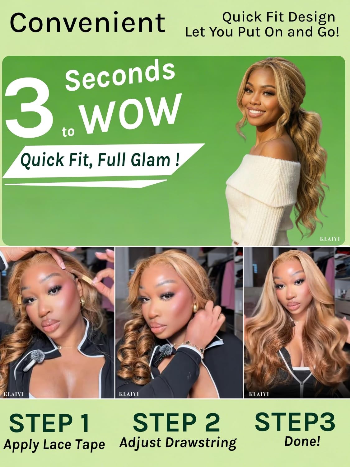 20-Inch Honey Blonde Highlight Body Wave Lace Frontal Wig - Glueless, Pre-Plucke2