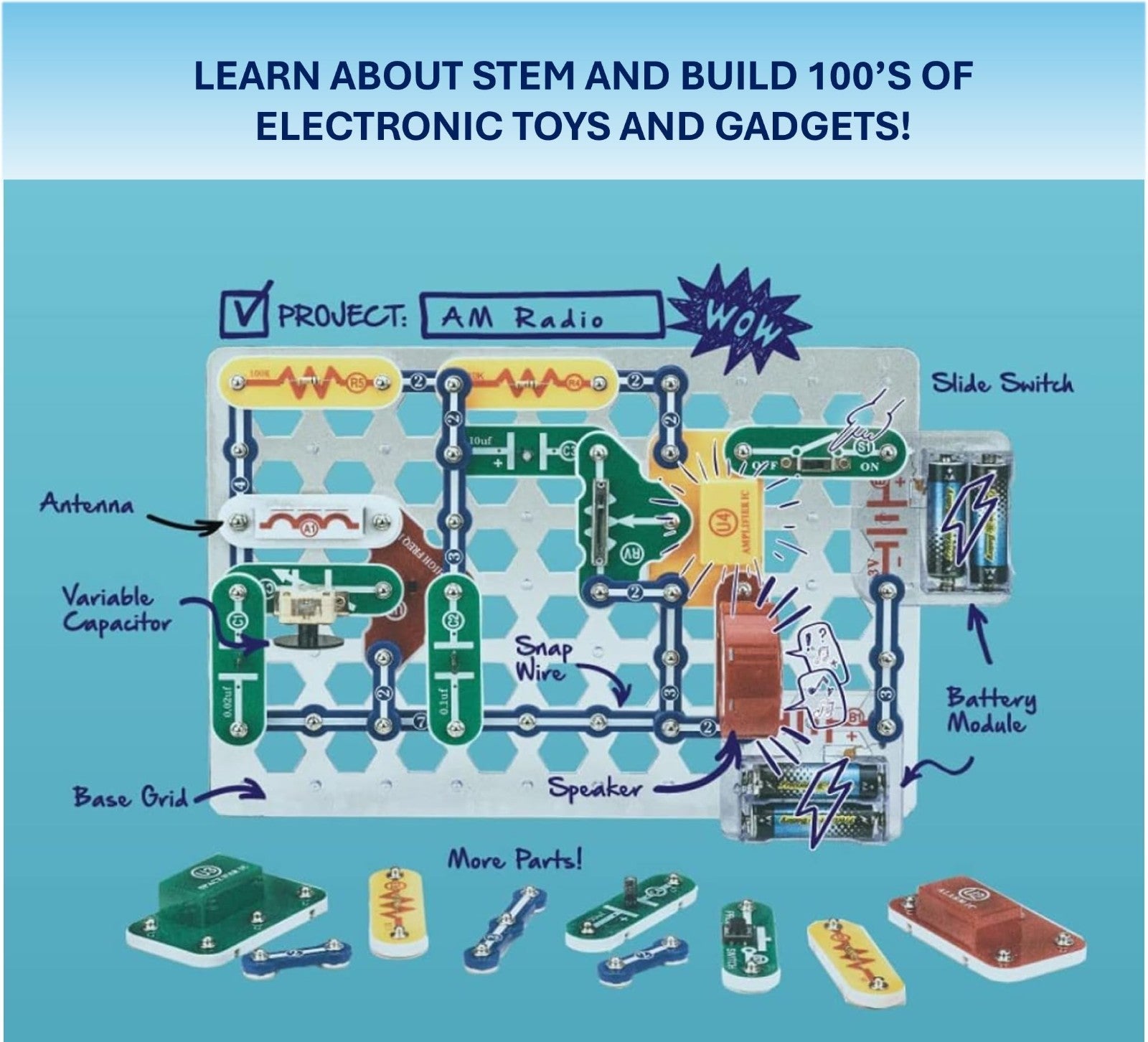 Electronics Exploration Kit   300+ Projects, STEM Educational Toy for Kids 8+, F4