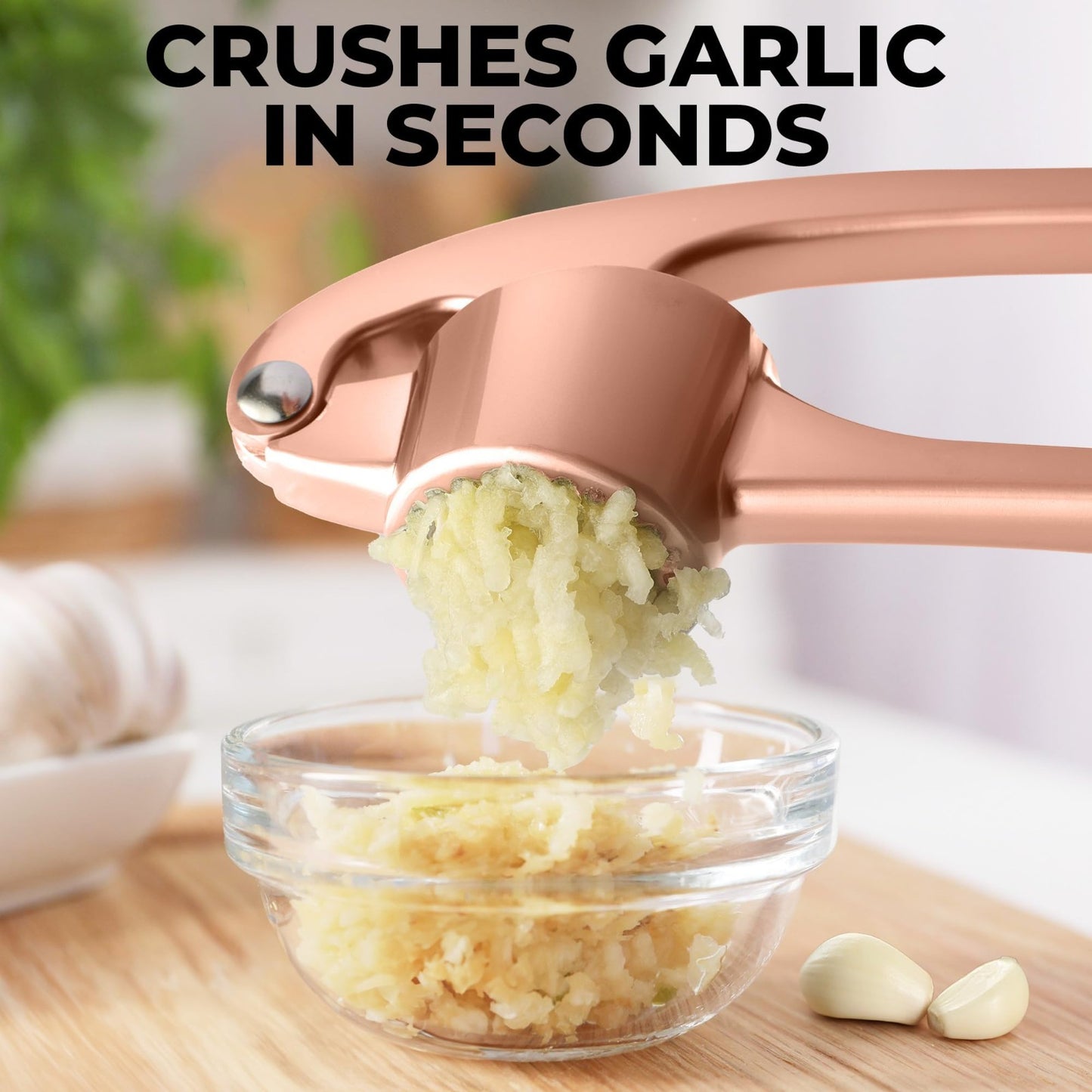 Premium Garlic Press Set   Rust Proof Mincer Tool, Easy Squeeze, Silicone Peeler5