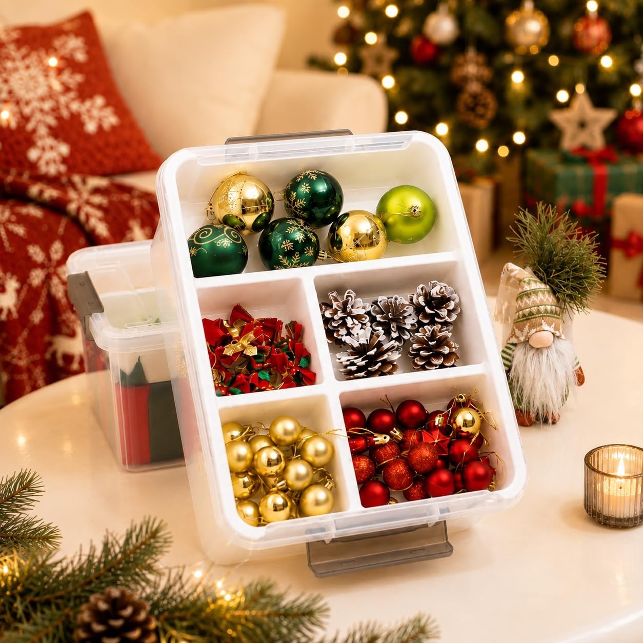 Clear Craft Organizer 17QT Storage Box with Removable Tray   Ideal for Crafts &10