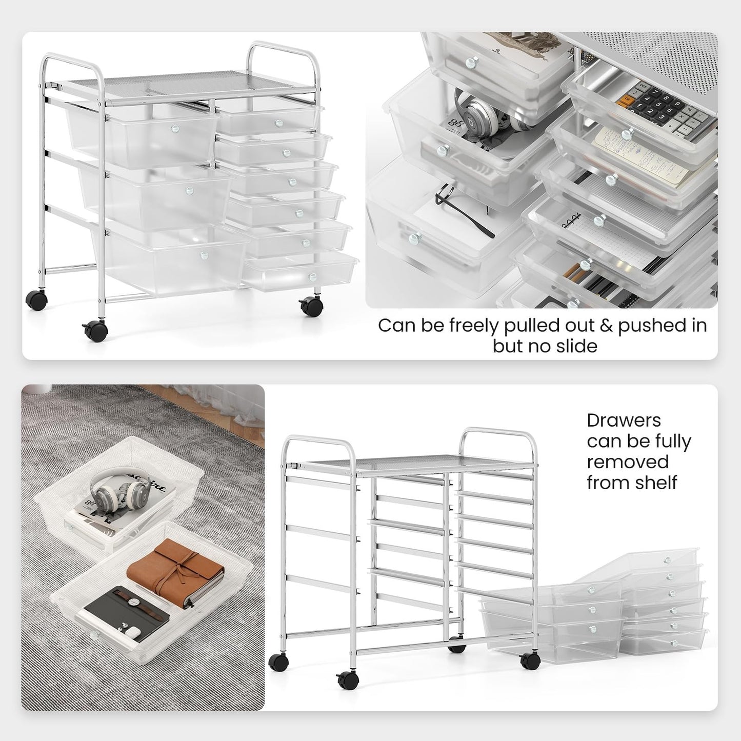 9 Drawer Rolling Storage Cart   Mobile Utility Cart with Wheels for Craft, Art &2