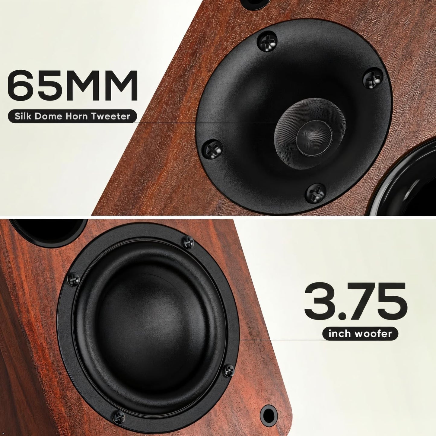 30W Bluetooth Bookshelf Speakers, 3.75" Woofer, Optical/Aux/Aux Inputs, TV/PC2