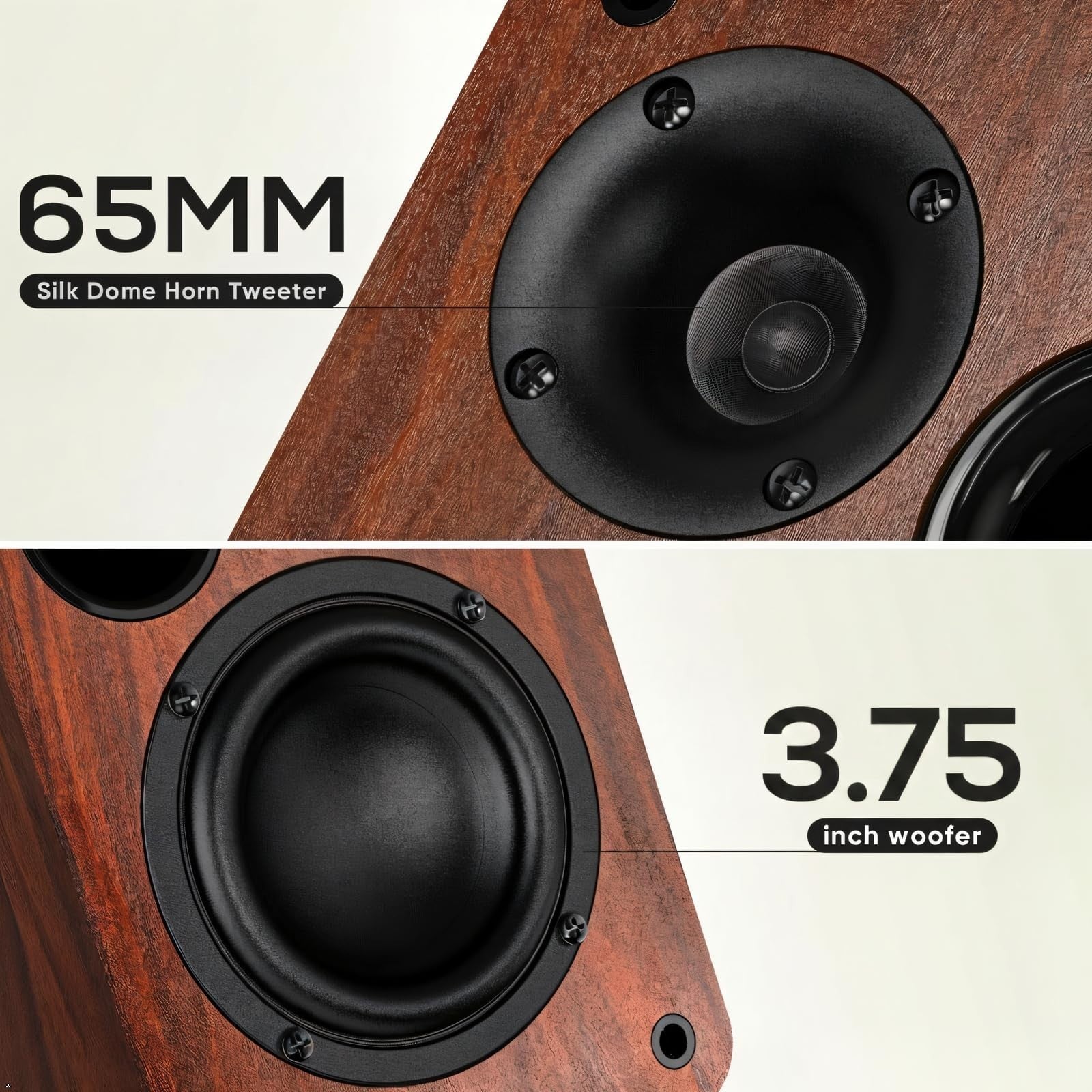 30W Bluetooth Bookshelf Speakers, 3.75" Woofer, Optical/Aux/Aux Inputs, TV/PC2