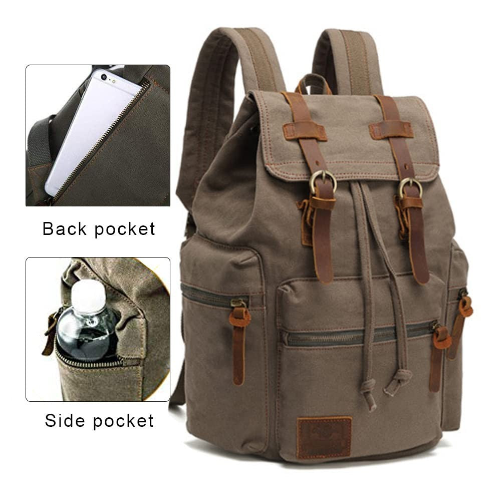 High Capacity Vintage Canvas Backpack for School, College, Hiking & Travel   Fit5