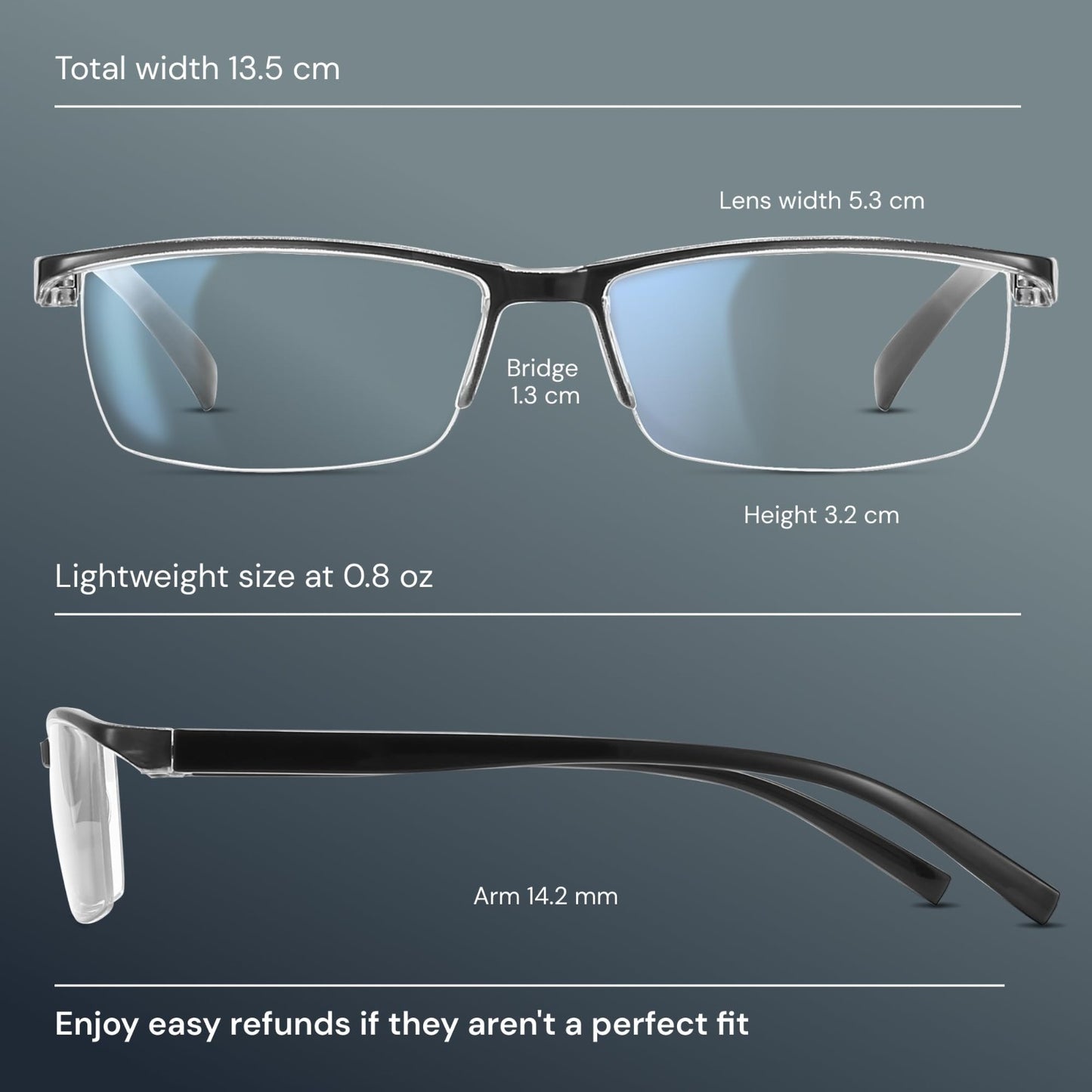 Durable Blue Light Filtering Reading Glasses for Men - Comfortable TR90 Frames2