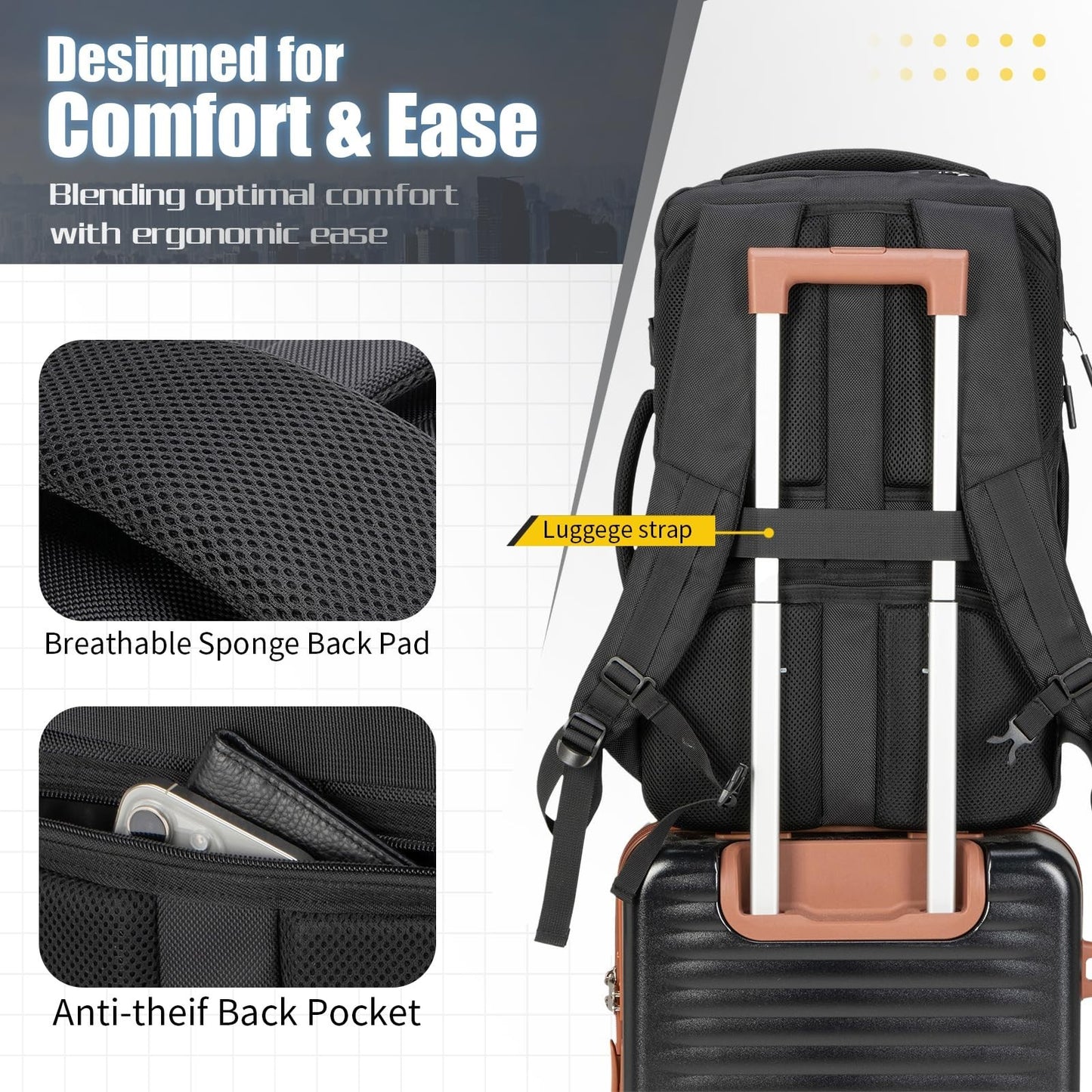 42L Travel Backpack with 4 Packing Cubes, TSA Approved, Water-Resistant Carry-On4