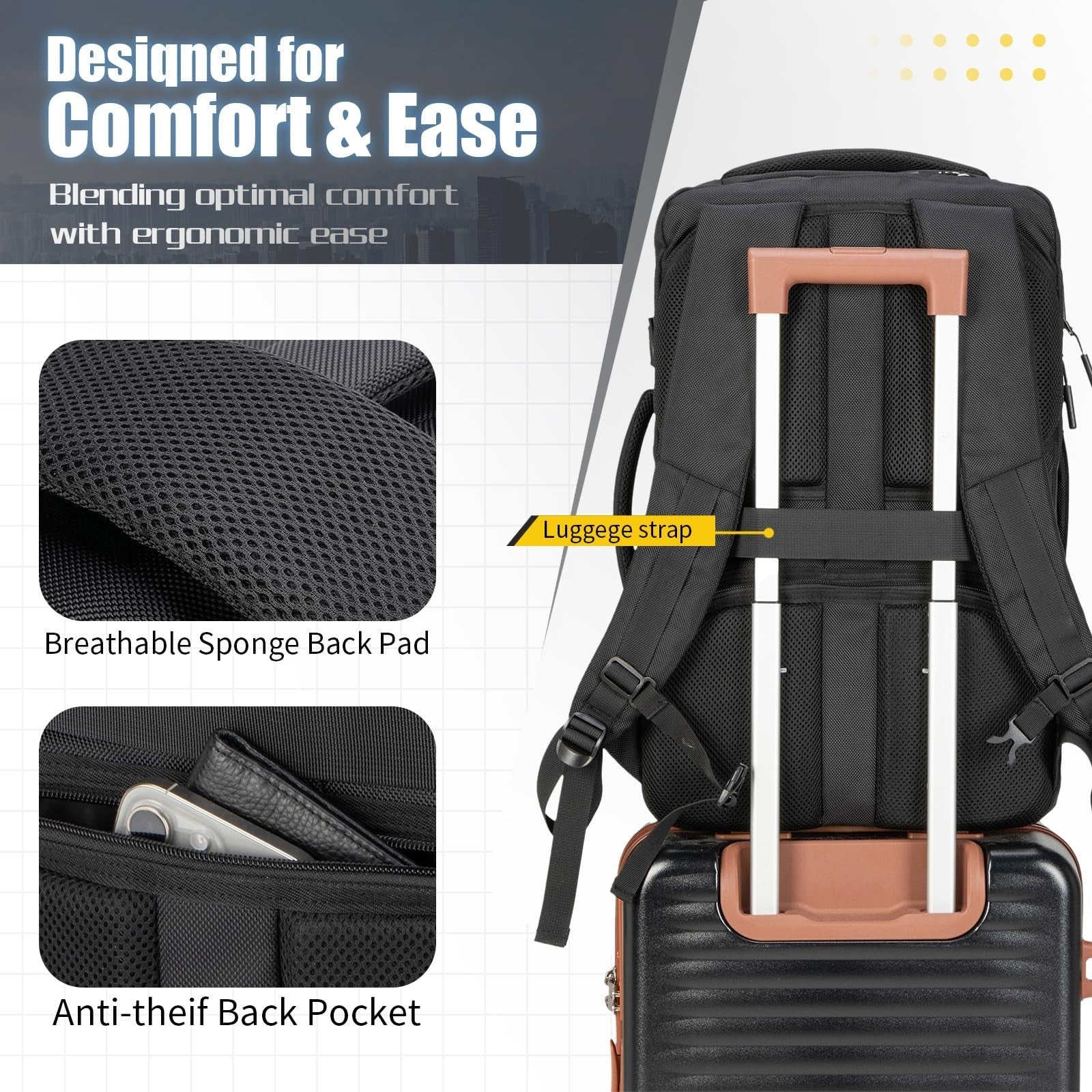 42L Travel Backpack with 4 Packing Cubes, TSA Approved, Water-Resistant Carry-On4
