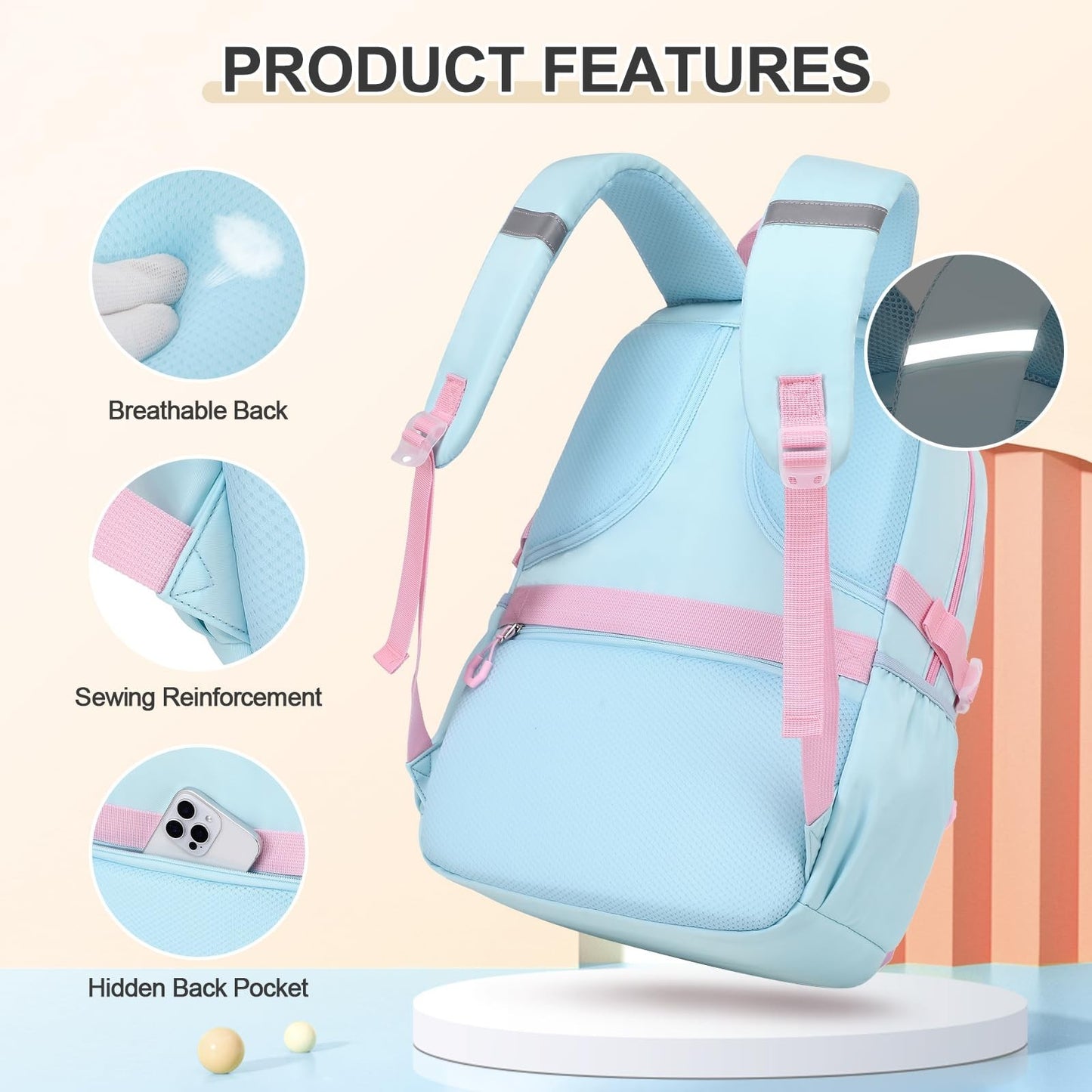 3PCS Girls School Backpack Set with Lunch Box & Pencil Pouch   Stylish & Durable3