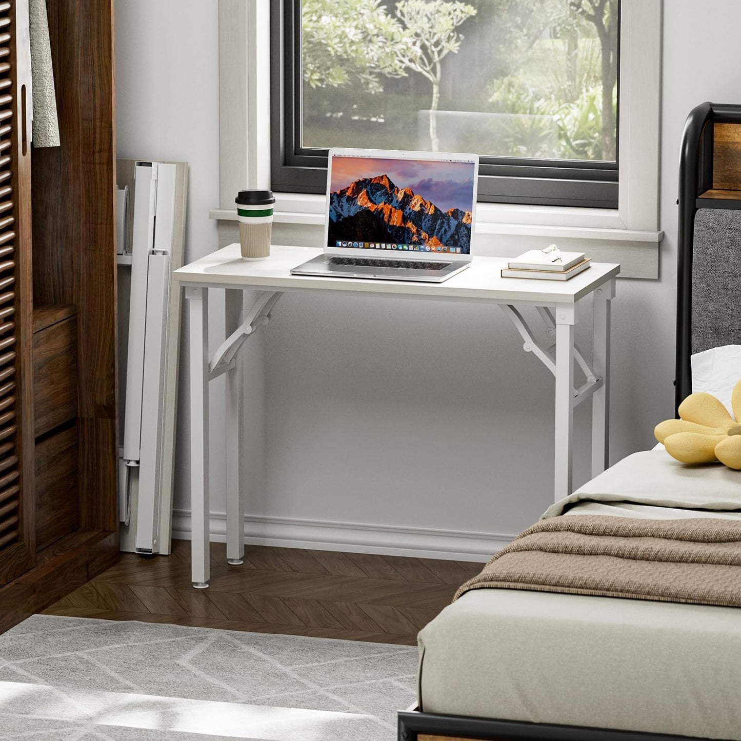 Compact Folding Desk for Small Spaces - 35.8" Portable Office Table, No Assembly2
